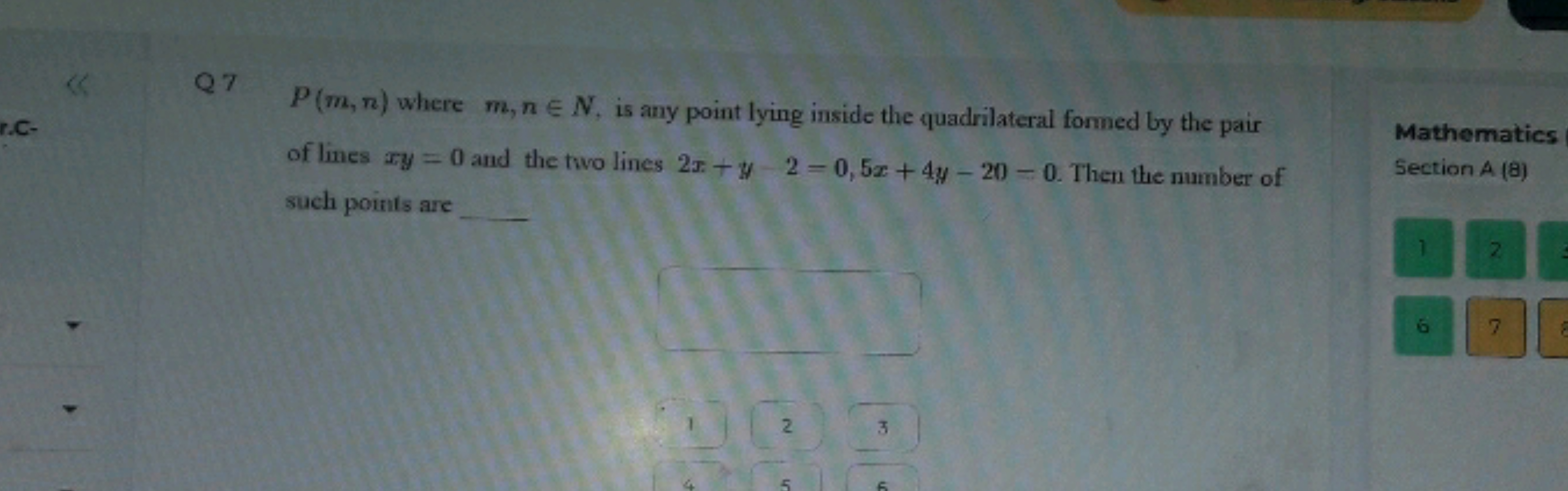 Q7 P(m,n) where m,n∈N, is any point lying inside the quadrilateral for