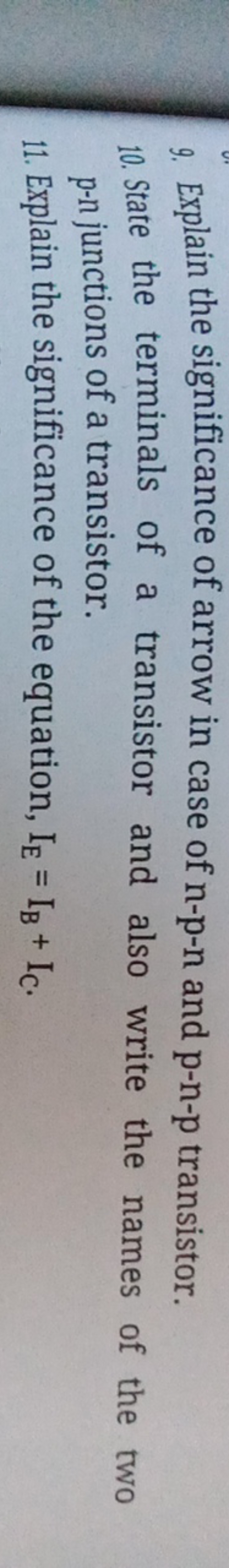 9. Explain the significance of arrow in case of n-p-n and p-n-p transi