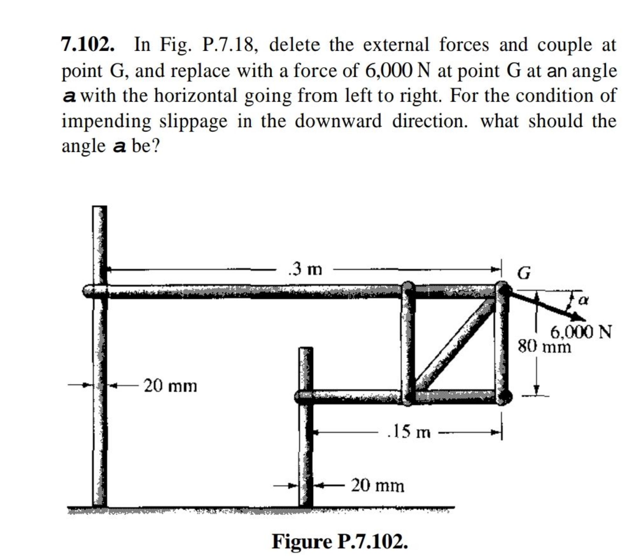 7.102. In Fig. P.7.18, delete the external forces and couple at point 