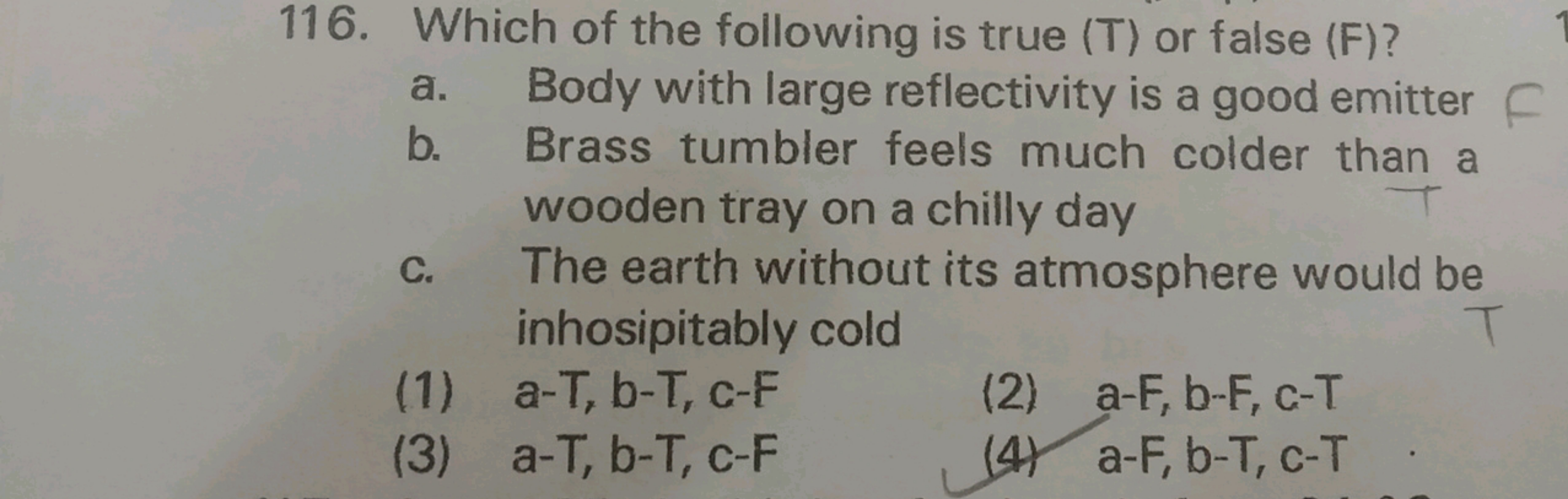 116. Which of the following is true (T) or false (F)?
a.
b.
Body with 