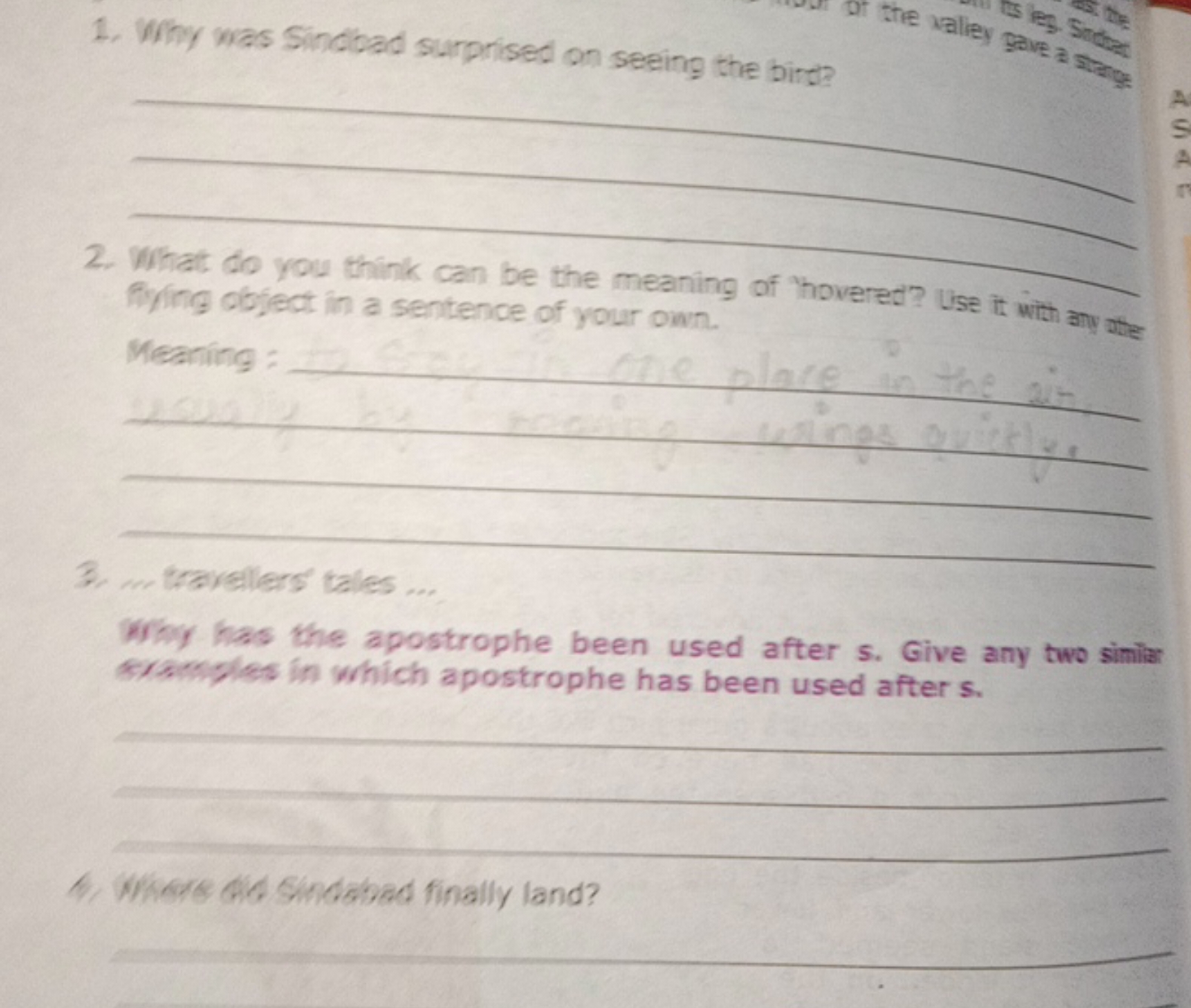 1. Why was Sindbad surprised on seeing the birt?   
2. What do you thi