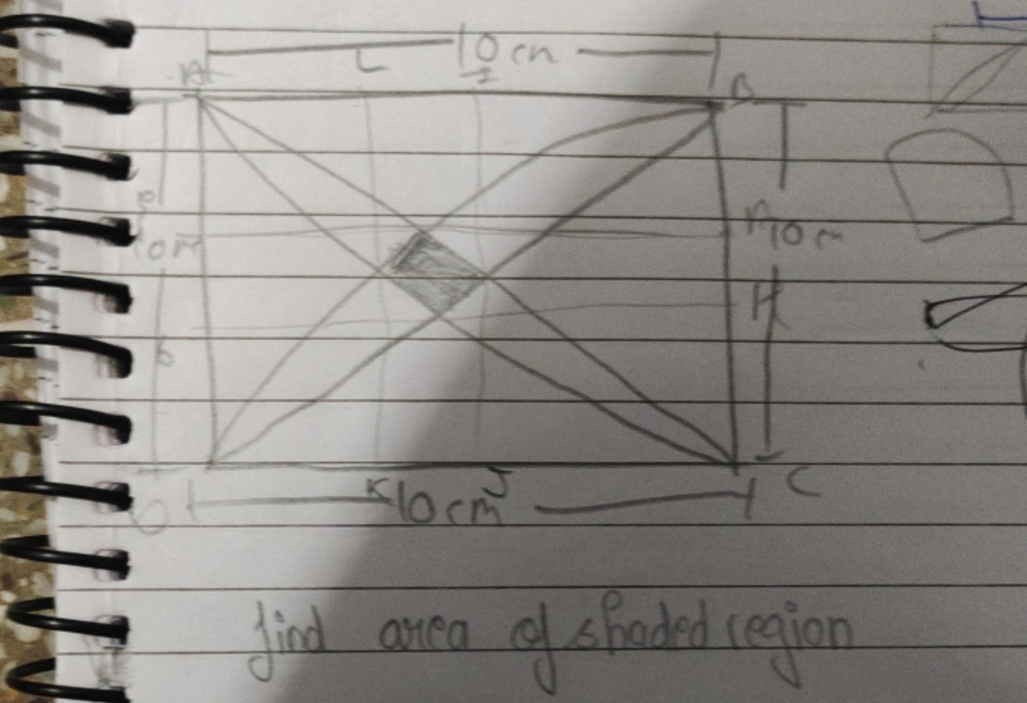 40 cm5
find area of shaded region.