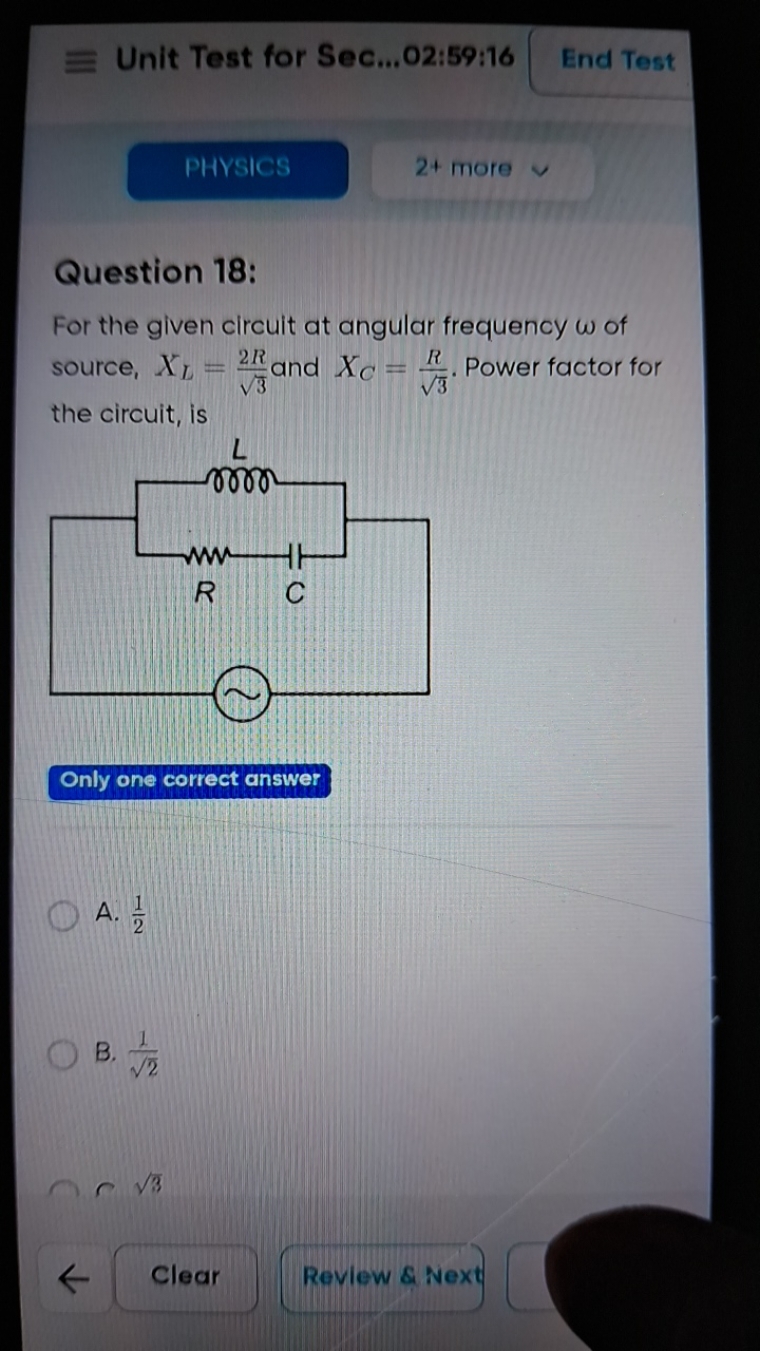 Unit Test for Sec...02:59:16
Find Test
PHYSICS
2+ more

Question 18:
F