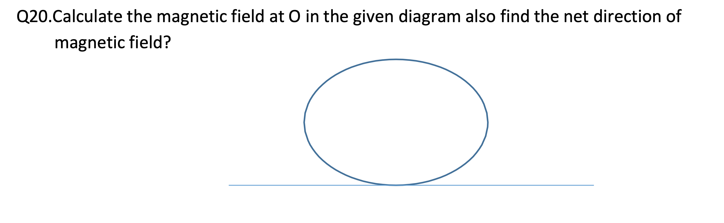 Q20.Calculate the magnetic field at O in the given diagram also find t