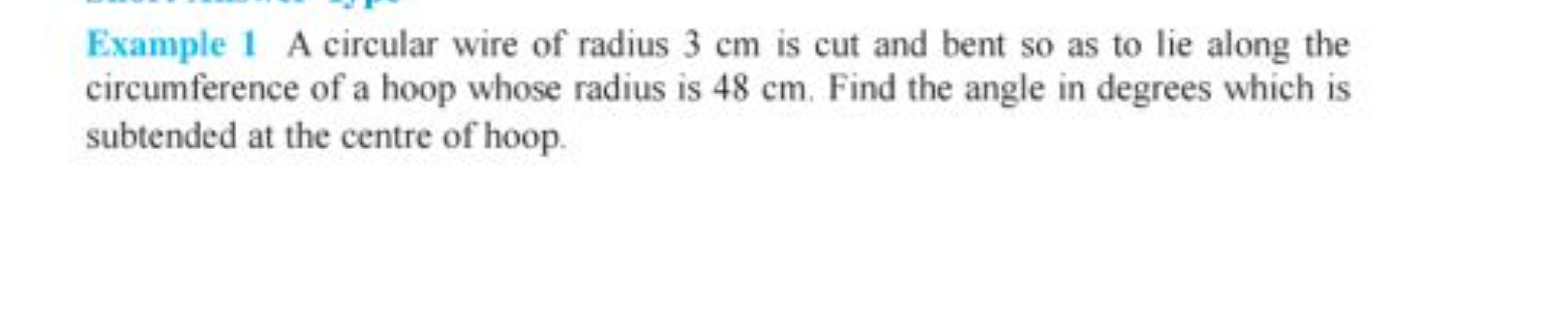 Example 1 A circular wire of radius 3 cm is cut and bent so as to lie 