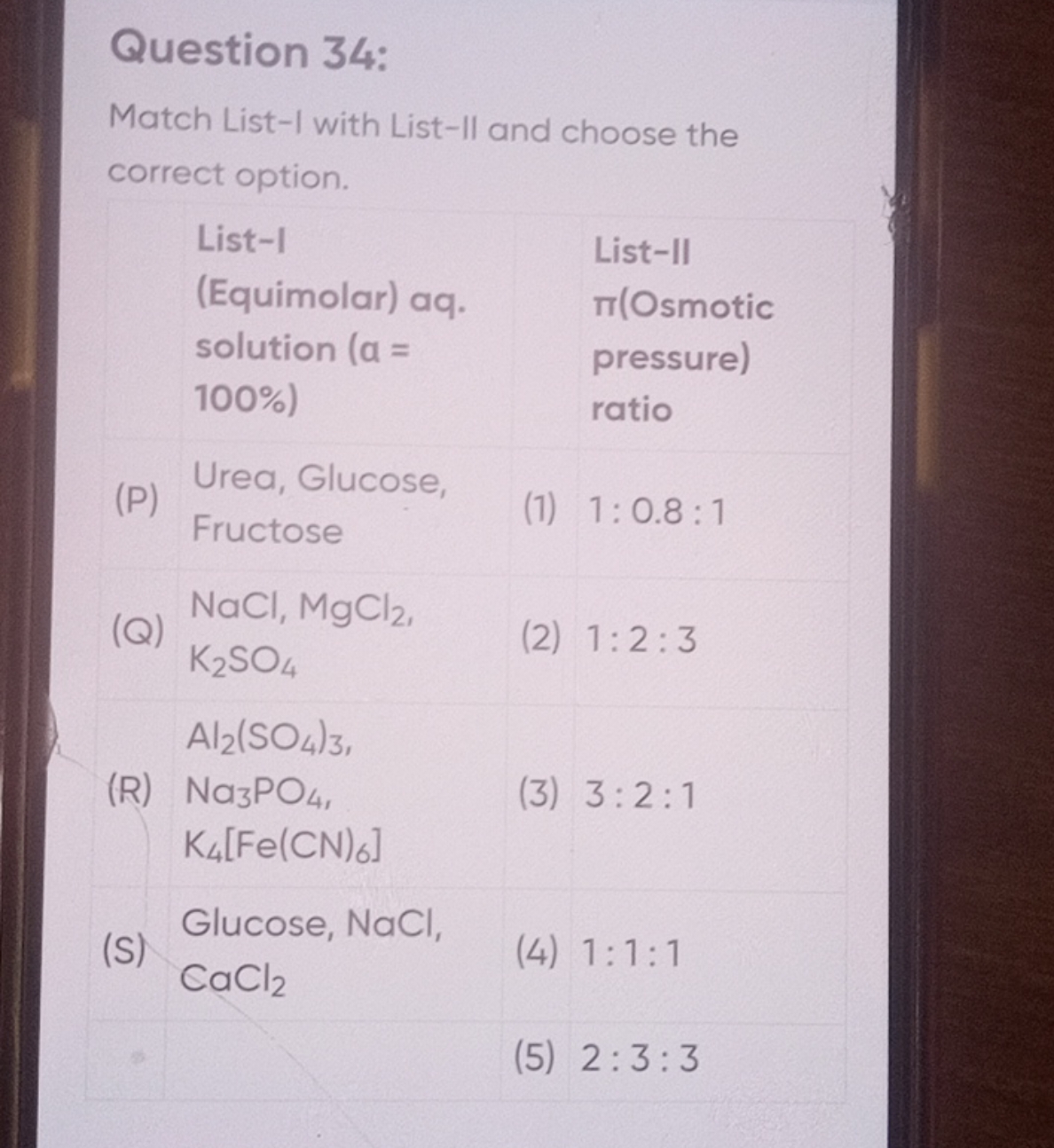 Question 34:
Match List-I with List-II and choose the correct option.
