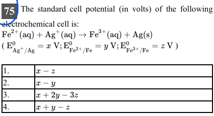 75 The standard cell potential (in volts) of the following electrochem