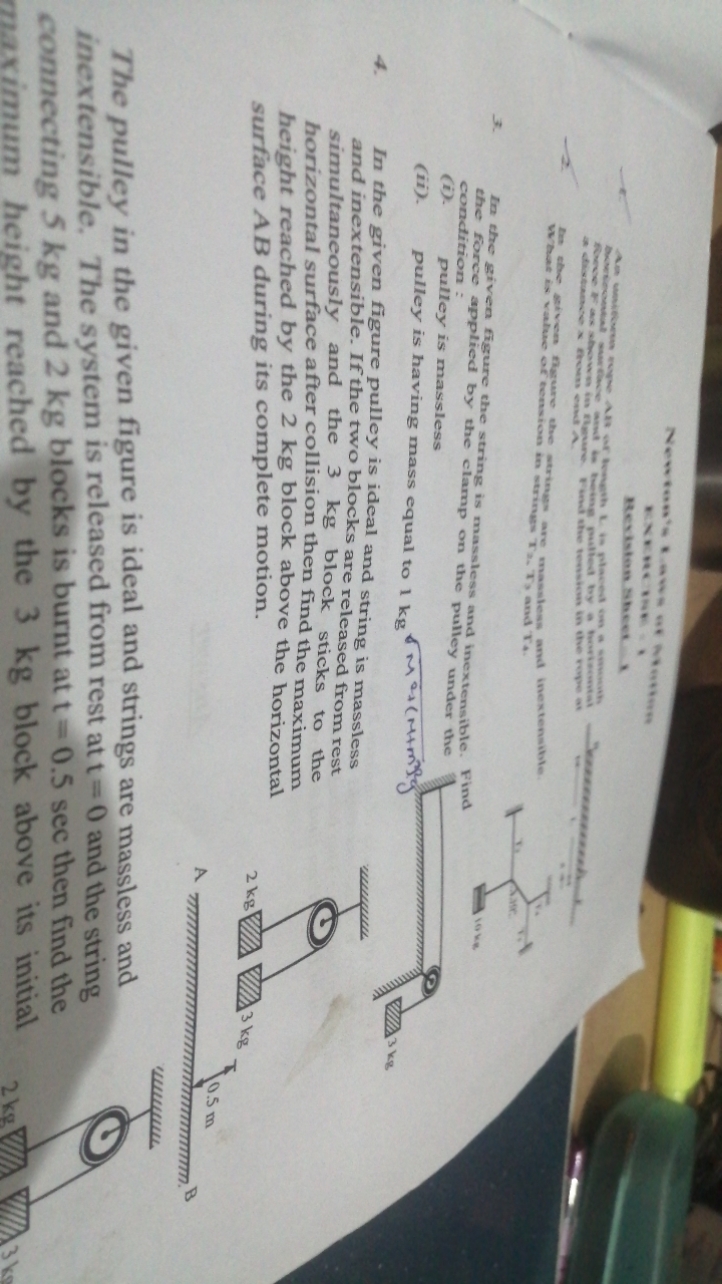 4.
3.
Newton's Laws of Motion
EXERCISE-1
Revision Sheet
An uniform rop