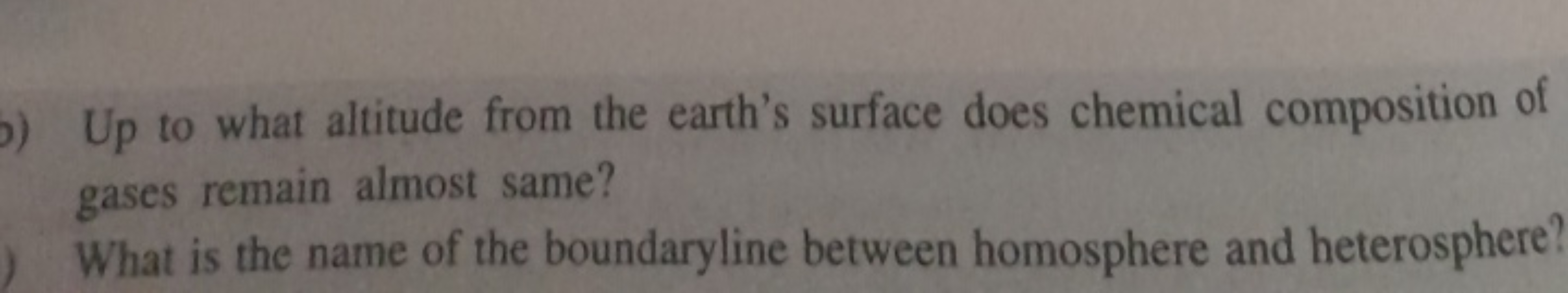 Up to what altitude from the earth's surface does chemical composition