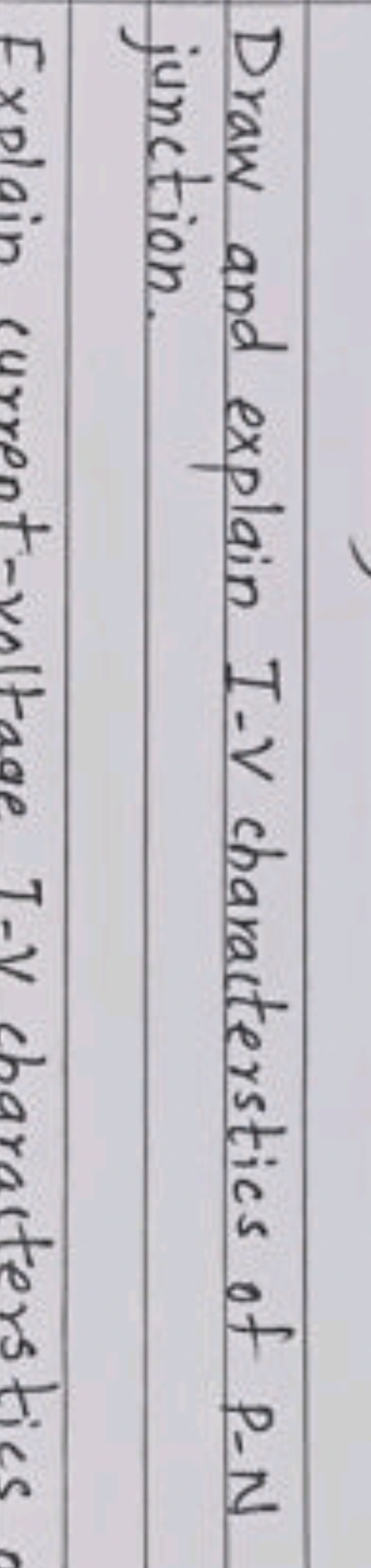 Draw and explain I-V characterstics of P-N junction.