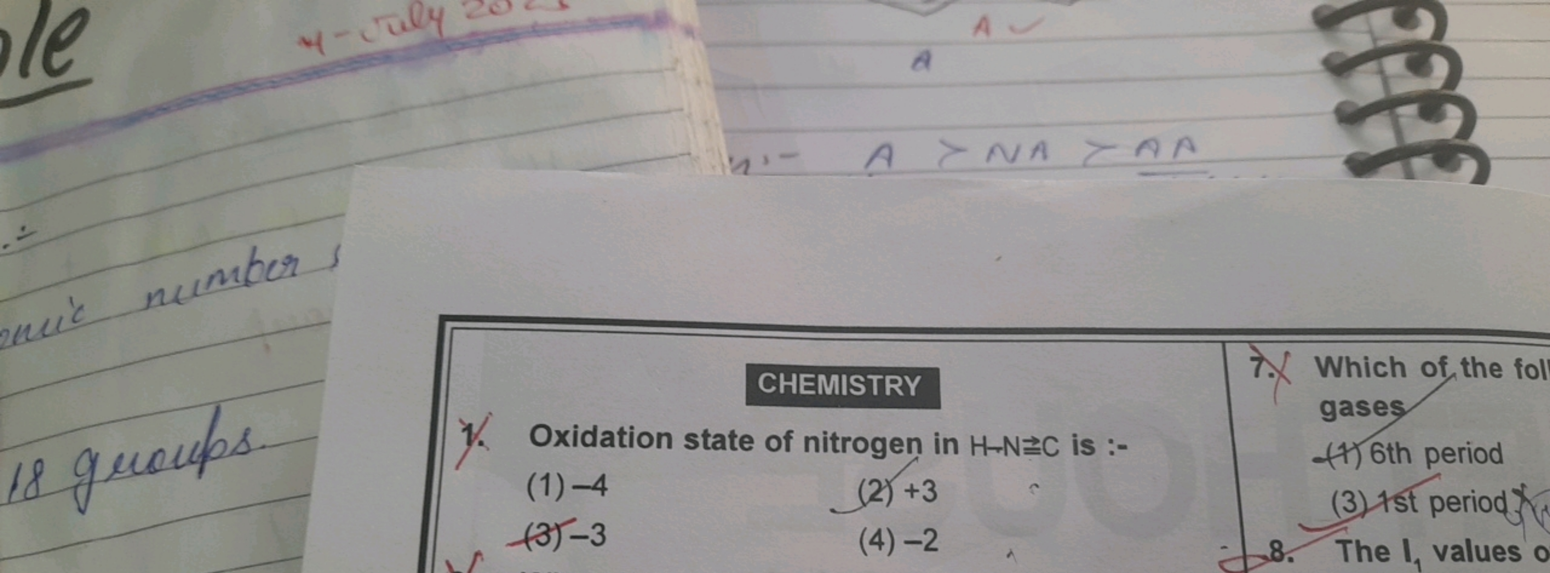 1
le
mic number
4-July
A
A
AYNAYAA
18 groups.
CHEMISTRY
1. Oxidation s