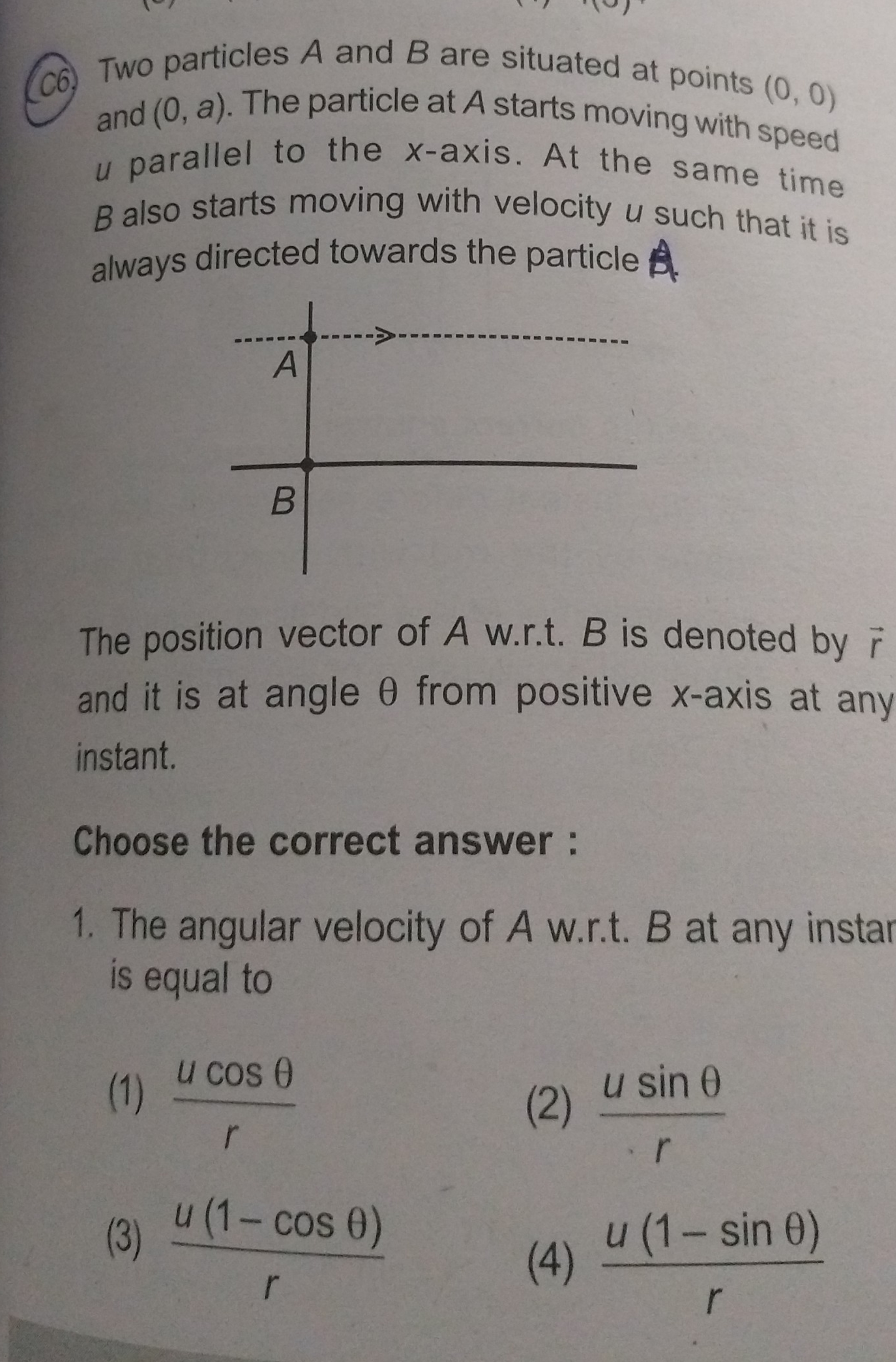  Two particles A and B are situated at points (0,0) and (0,a). The par