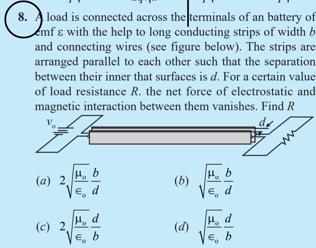 Aload is connected across the terminals of an battery of mf ε with the