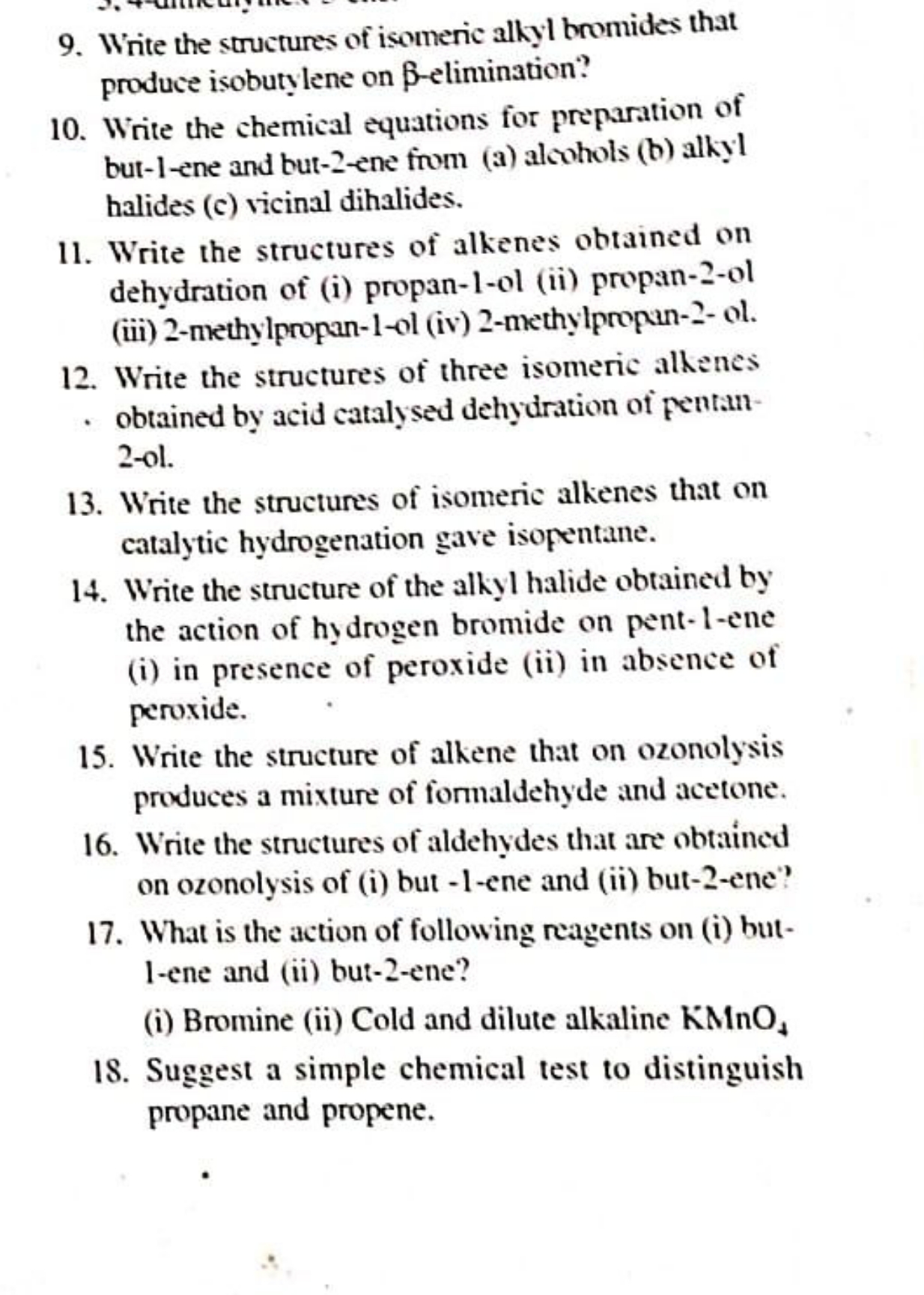 9. Write the structures of isomeric alkyl bromides that produce isobut