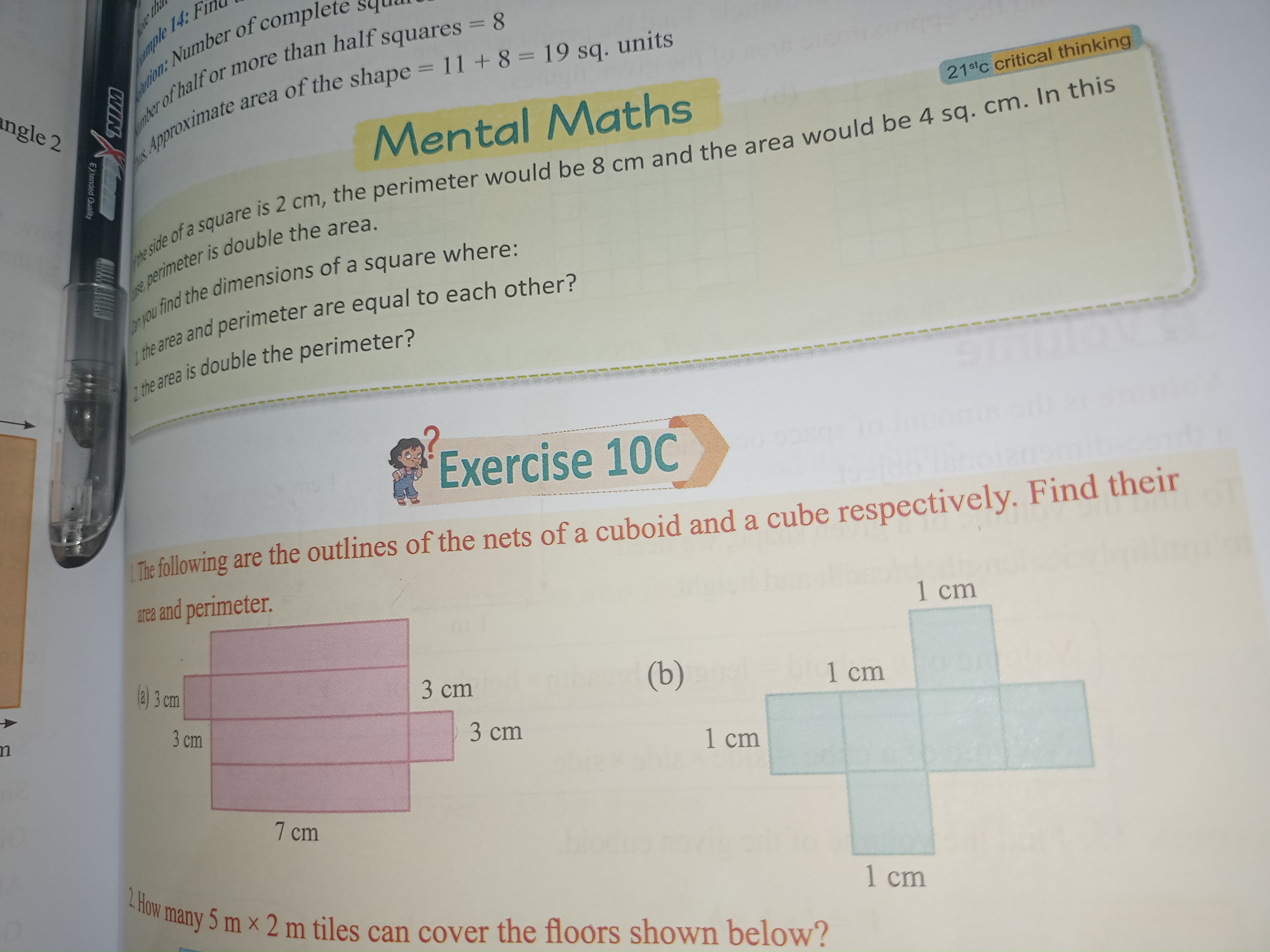 Mental Maths
2155CC critical thinking
ine fr square is 2 cm , the peri