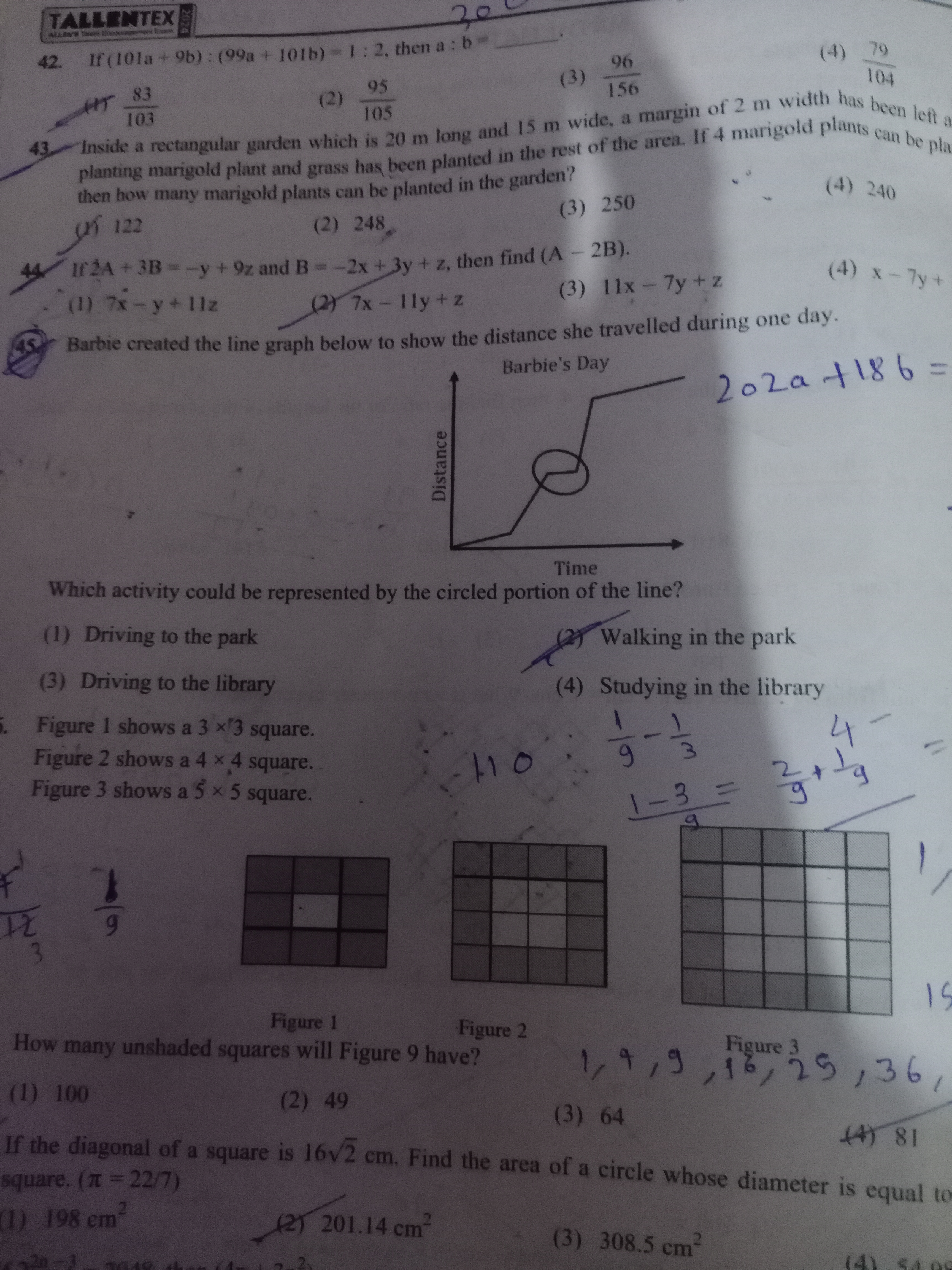 91​ Figure 1 Figure 2 How many unshaded squares will Figure 9 have?