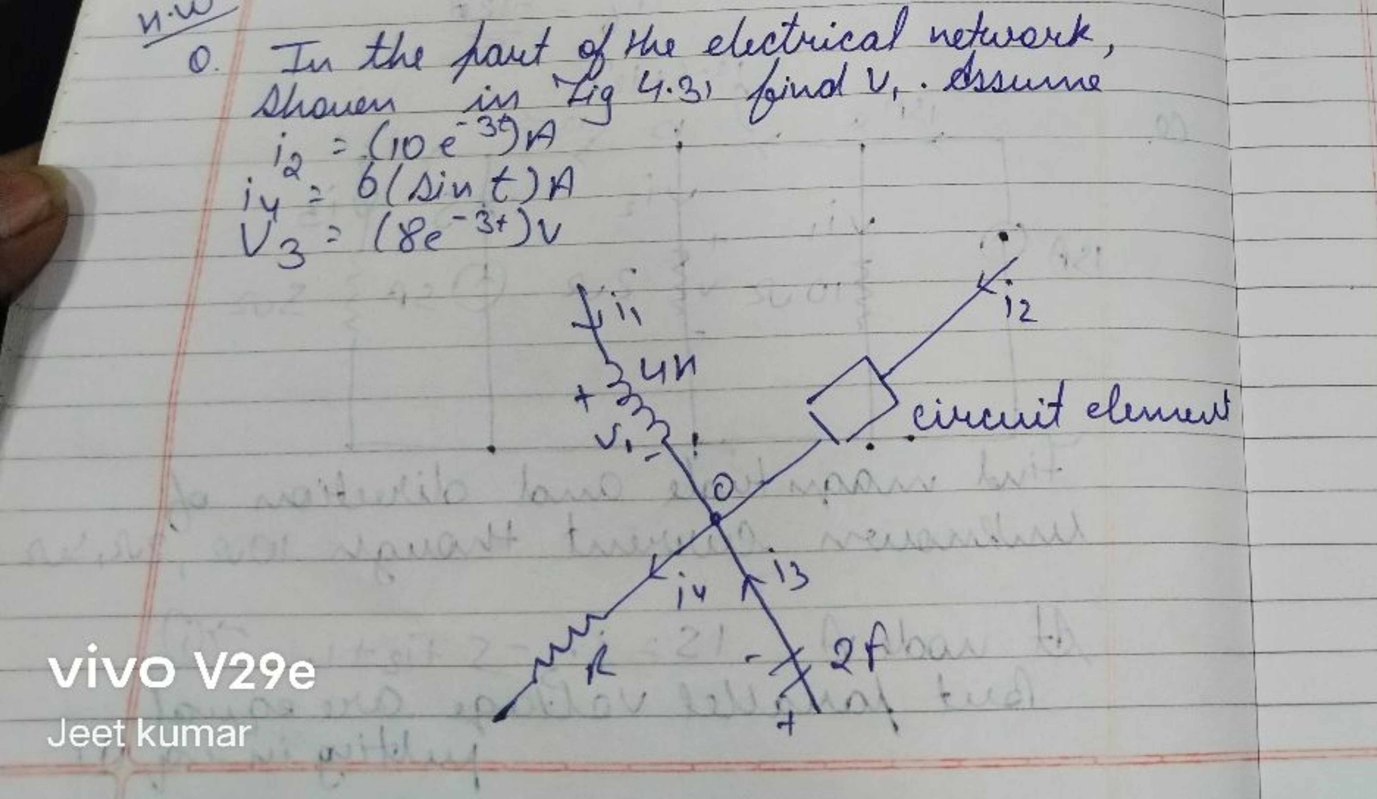 0. In the part of the electrical network,
Shoven in Lig 4.31 find V.. 