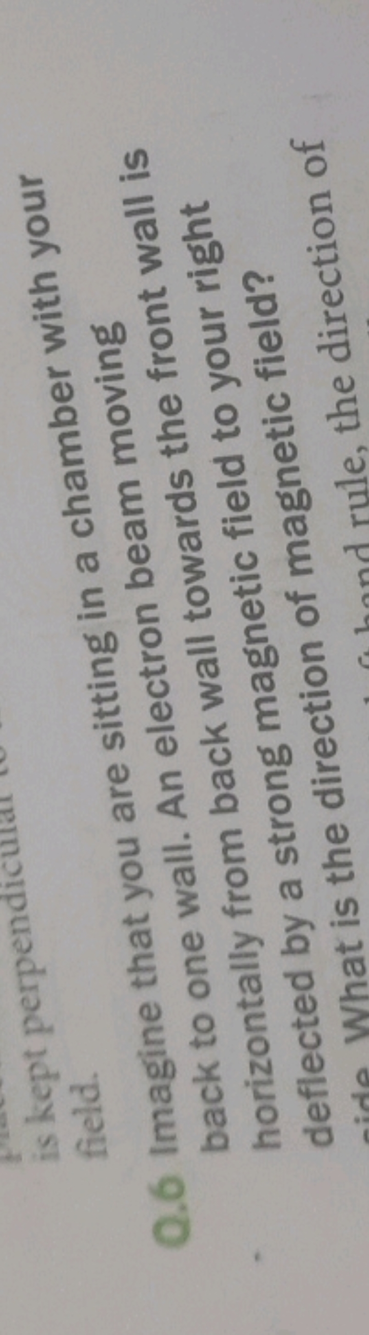 is kept perpendiculal field.
Q.6 Imagine that you are sitting in a cha