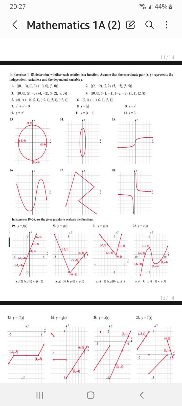 20:27
< Mathematics 1A(2) ⊗ :
11/14
In Exercises 1-18, determine wheth