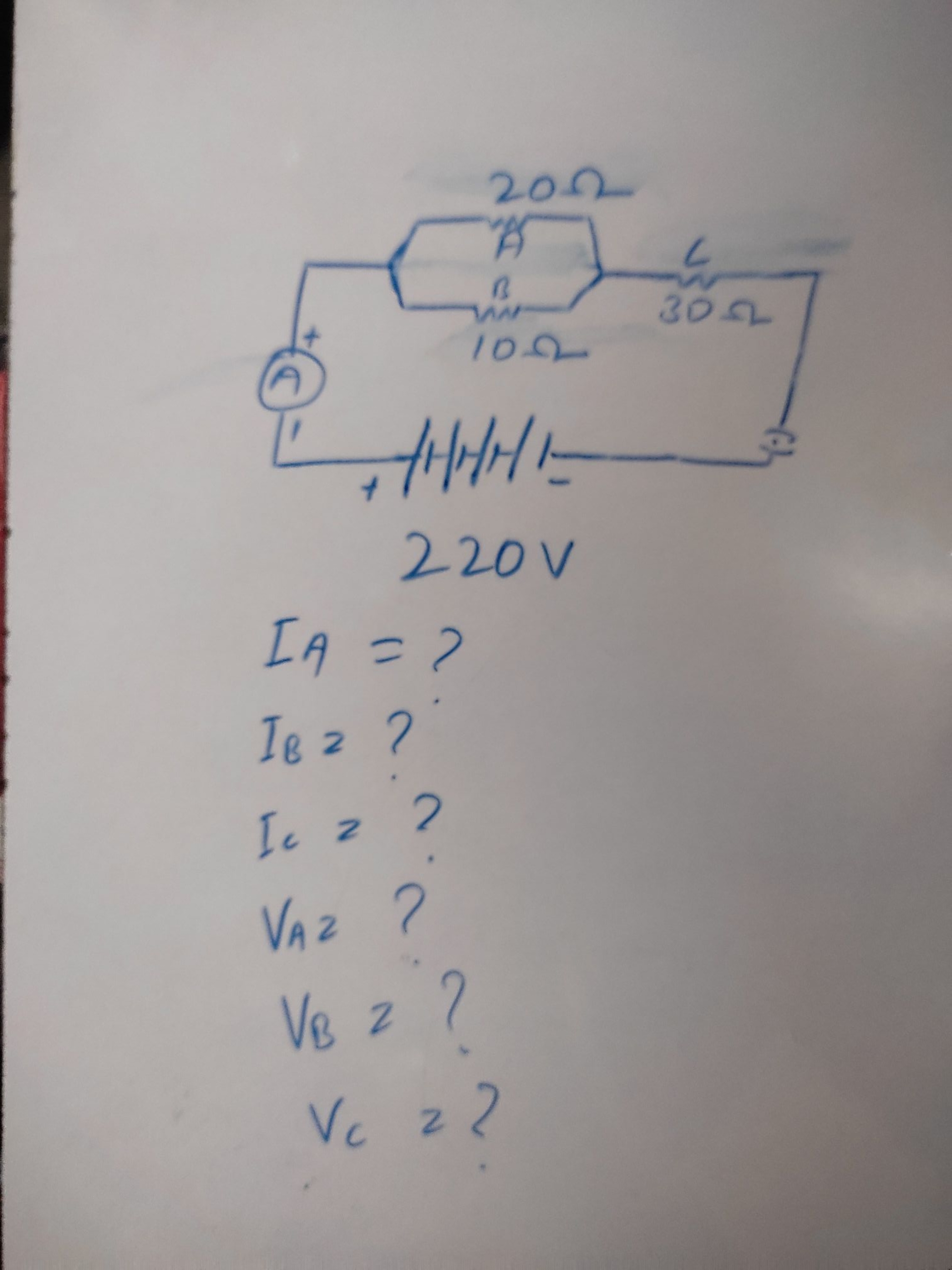 W
2002
A
B
102
+/1/1/1/1-
220V
IA
[A = >
18 = ?
Ic z 2
VAZ ?
VB z ?
Vc