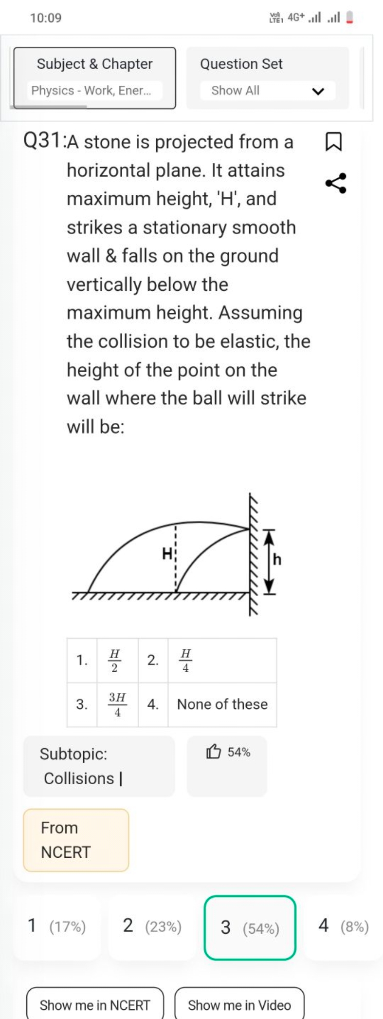 10:09
utit 4G+. Il .ill -

Subject \& Chapter
Question Set
Physics - W