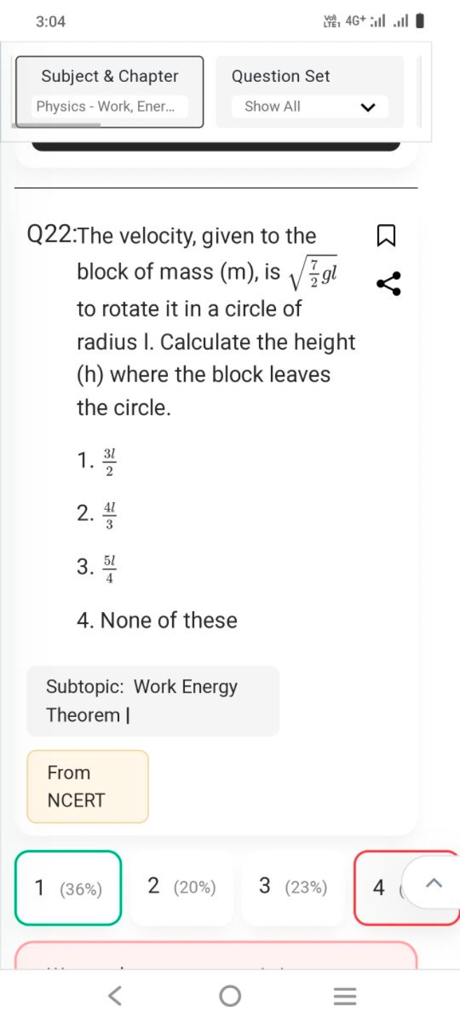 3:04 Subject \& Chapter Question Set Physics - Work, Ener... Show All 