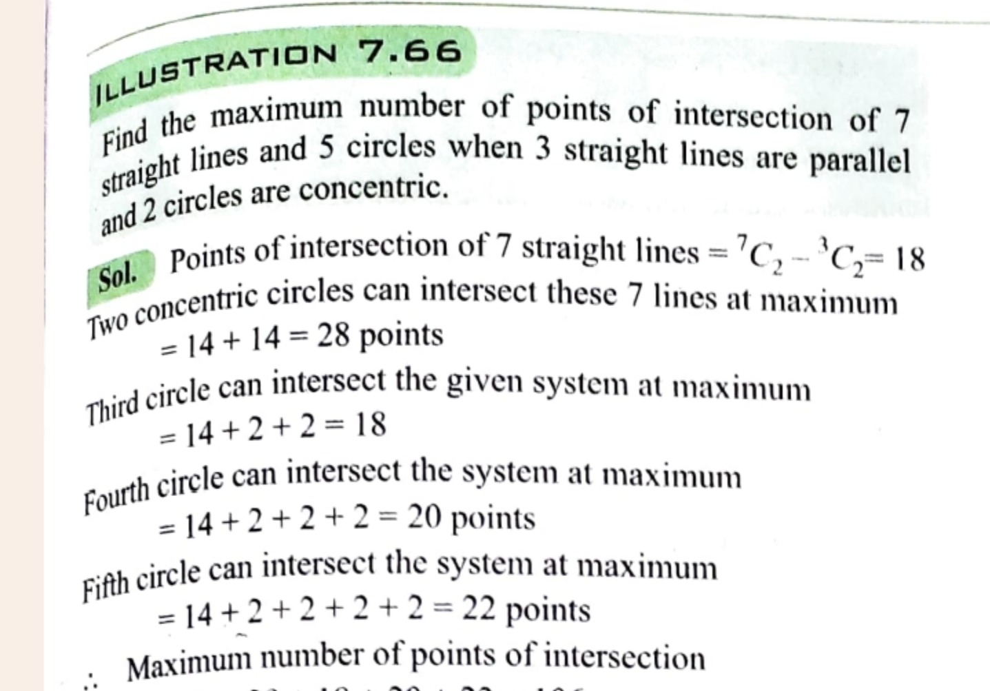 ILLUSTRATION 7.66
Find the maximum number of points of intersection of