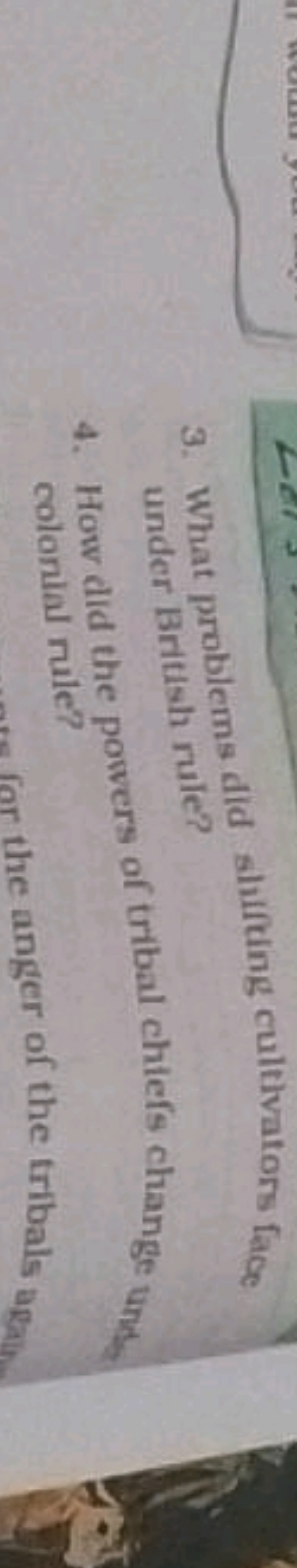 3. What problems did sliffing cultivators face under Britsh rule?
4. H