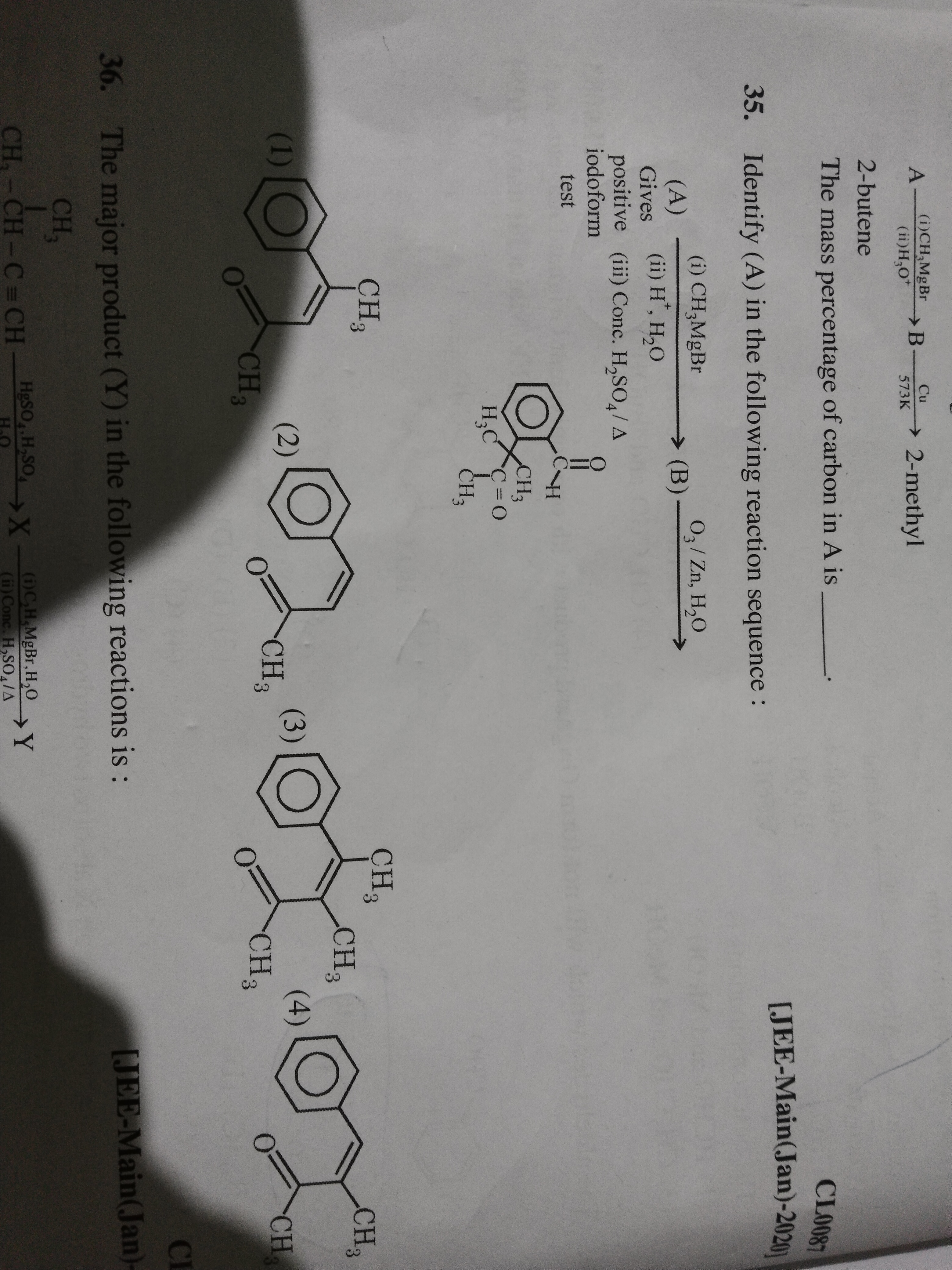 A
2-methyl
2-butene
The mass percentage of carbon in A is
CL0087
35. I