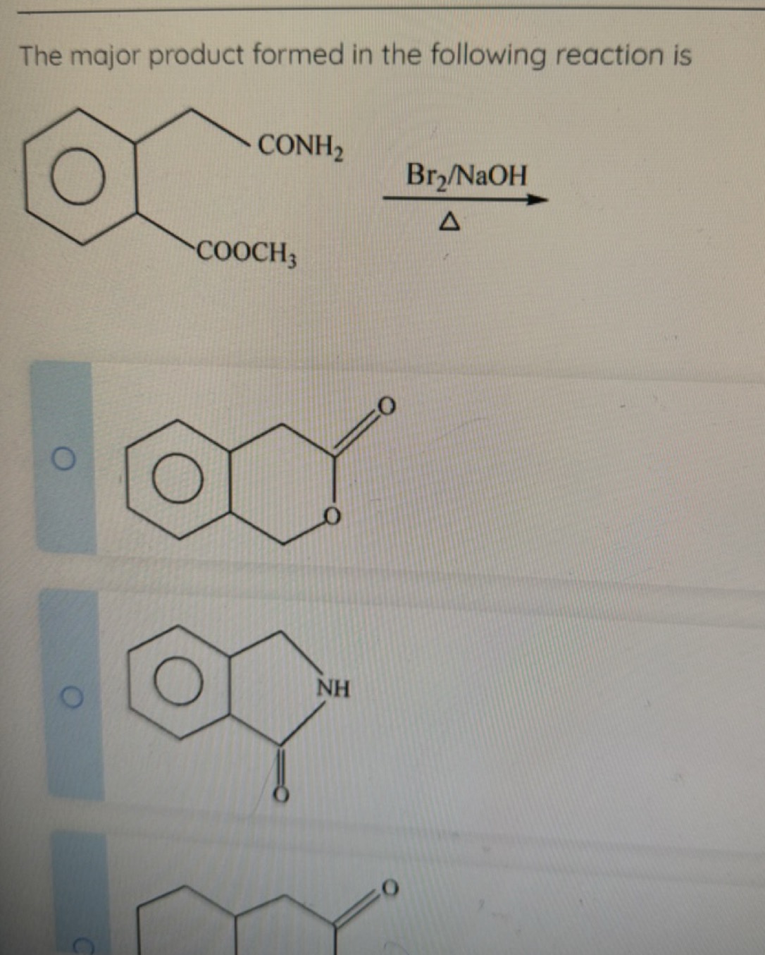 The major product formed in the following reaction is
(

O=C1Cc2ccccc2