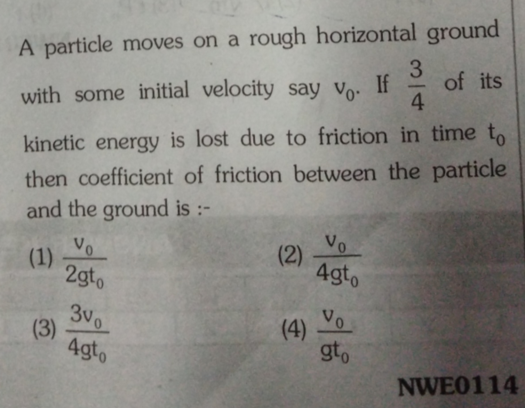 A particle moves on a rough horizontal ground with some initial veloci