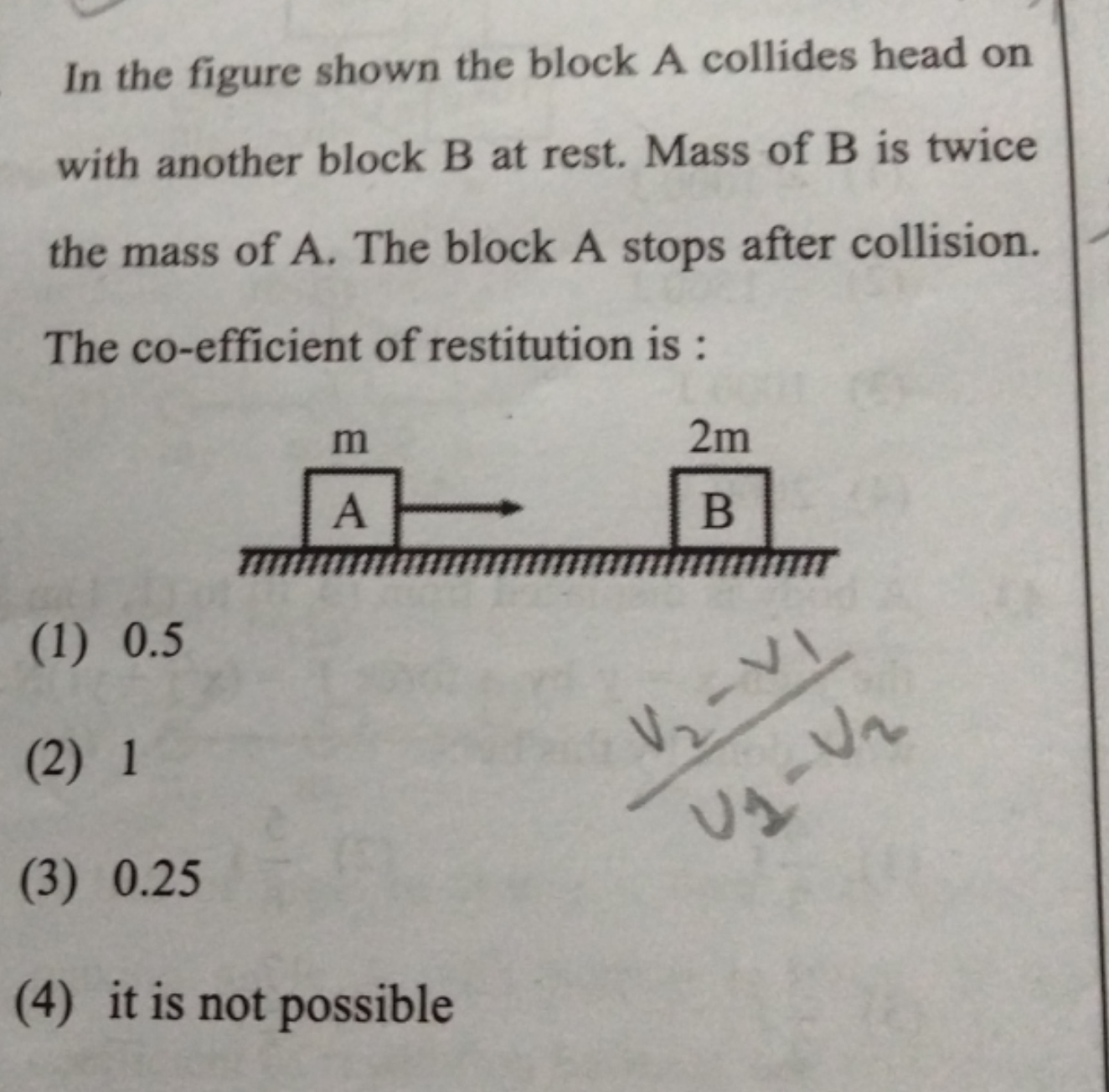 In the figure shown the block A collides head on with another block B 