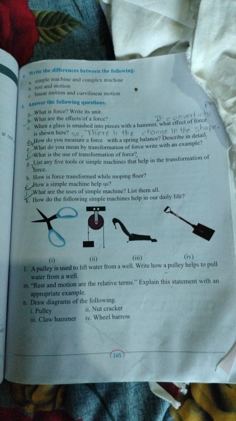 4. Write the differences between the following.
a. simple machine and 