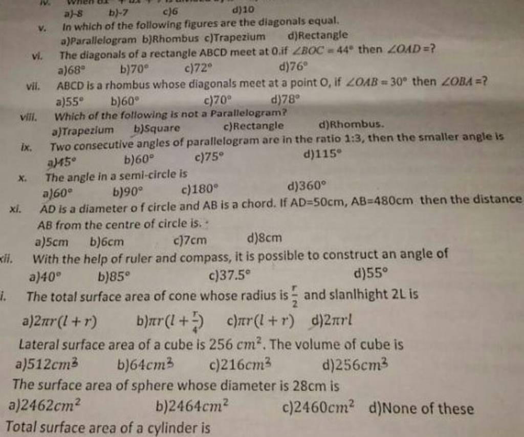 ABCD is a rhombus whose diagonals meet at a point 0 , if ∠OAB=30∘ then