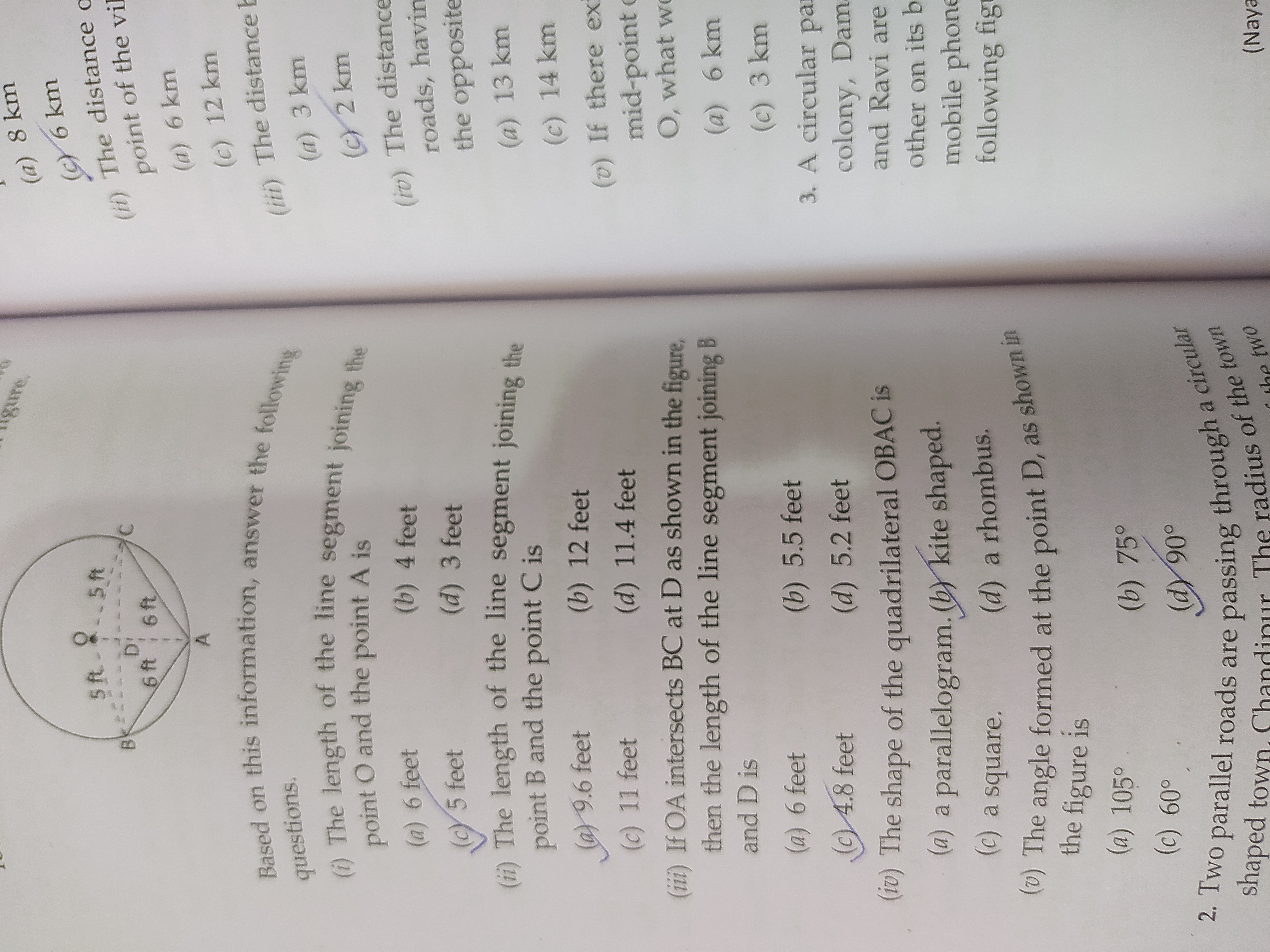  If OA intersects BC at D as shown in the figure, then the length of t