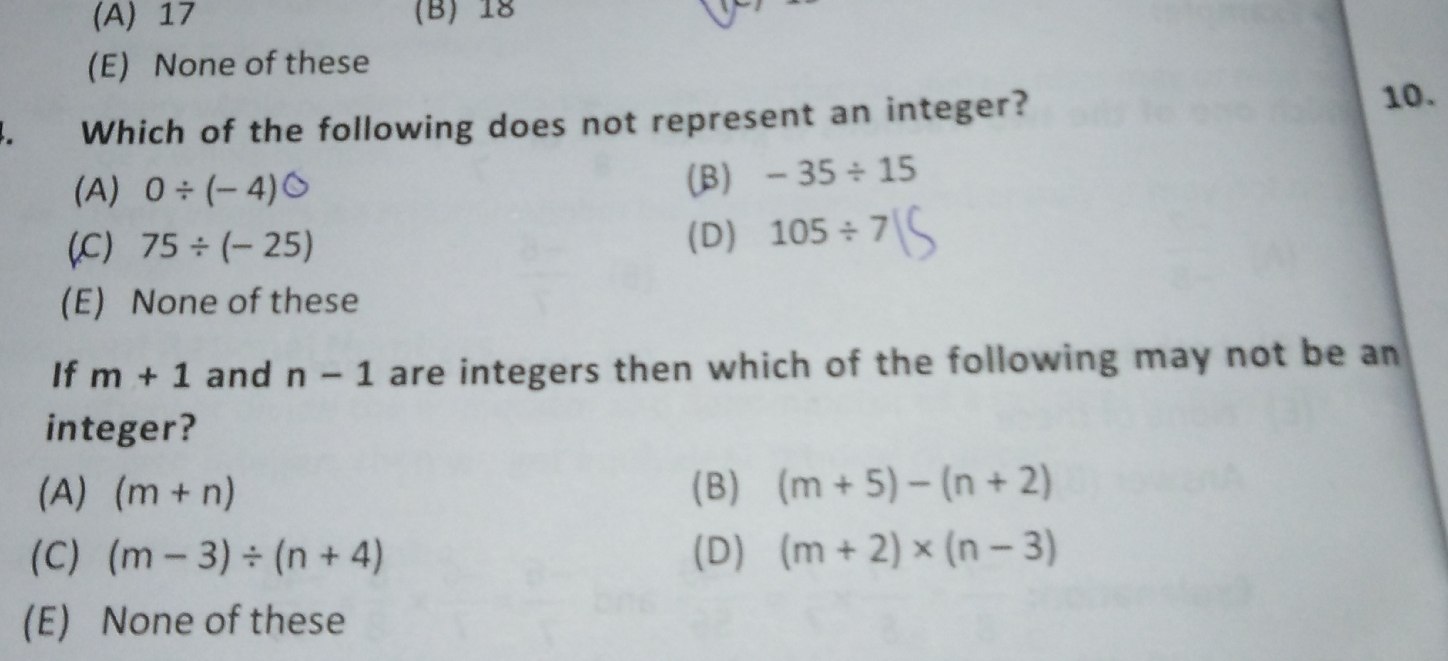 Which of the following does not represent an integer?
