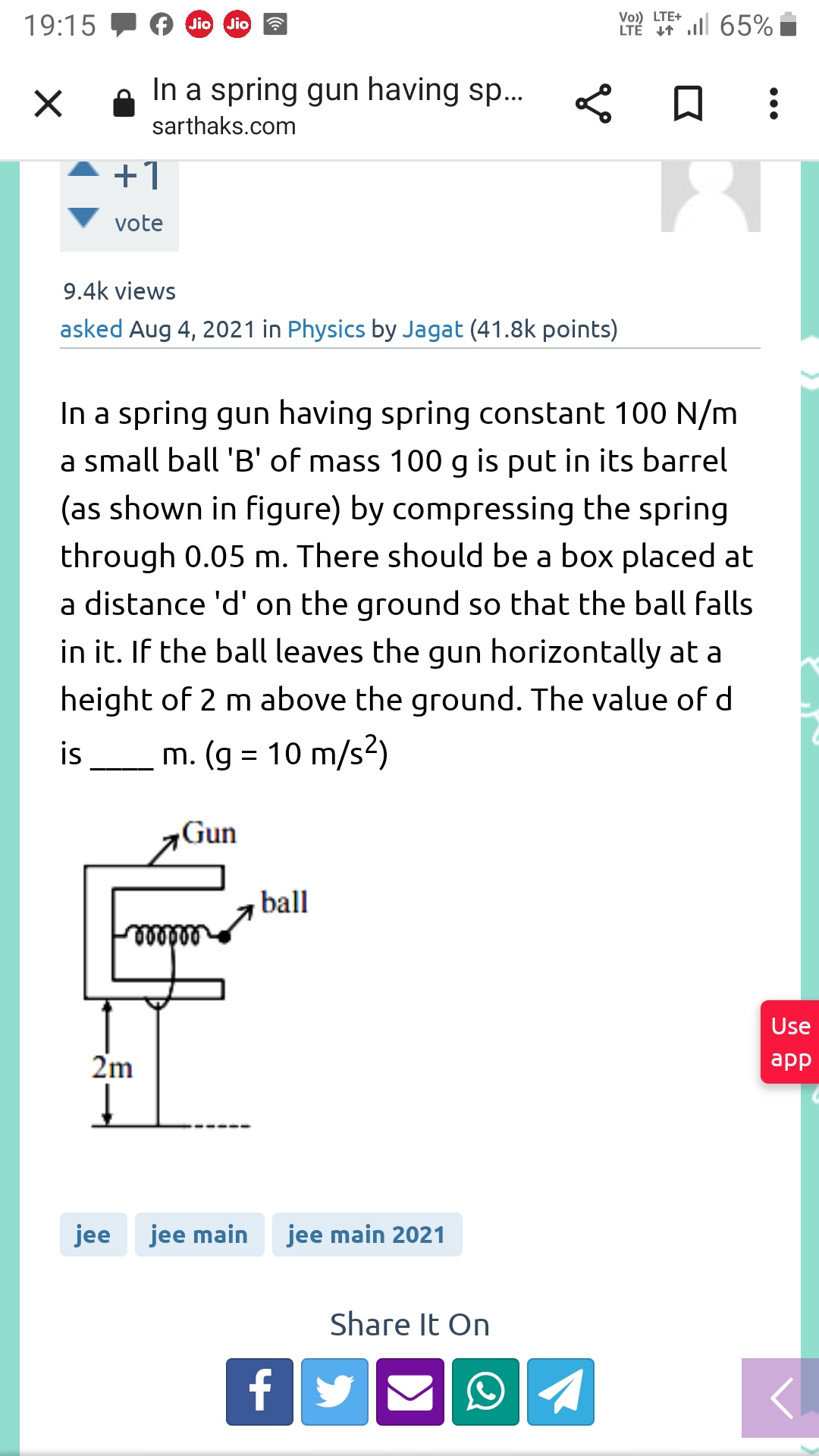 19:15
(
ำ
In a spring gun having sp...
sarthaks.com
C+1
vote
9.4k view