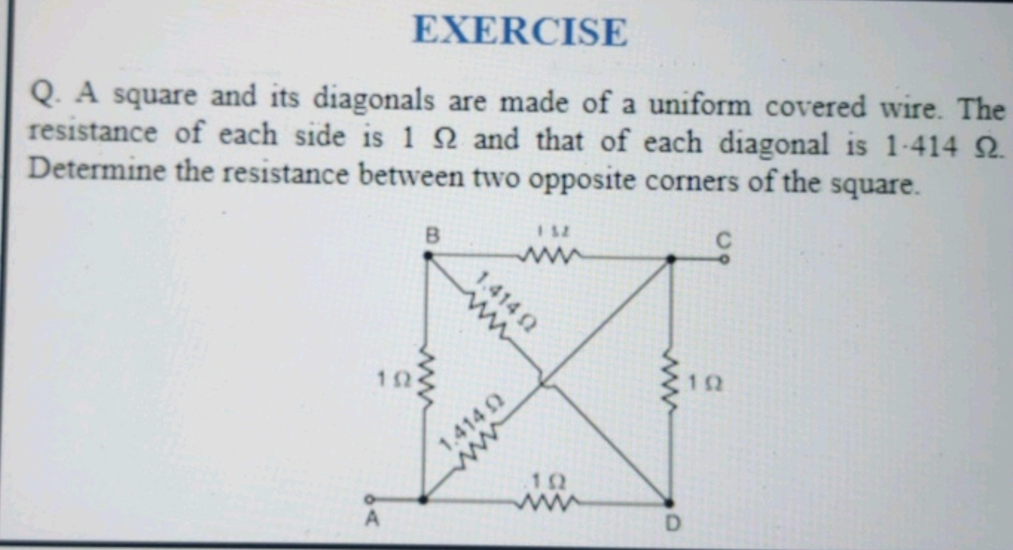 EXERCISE
Q. A square and its diagonals are made of a uniform covered w