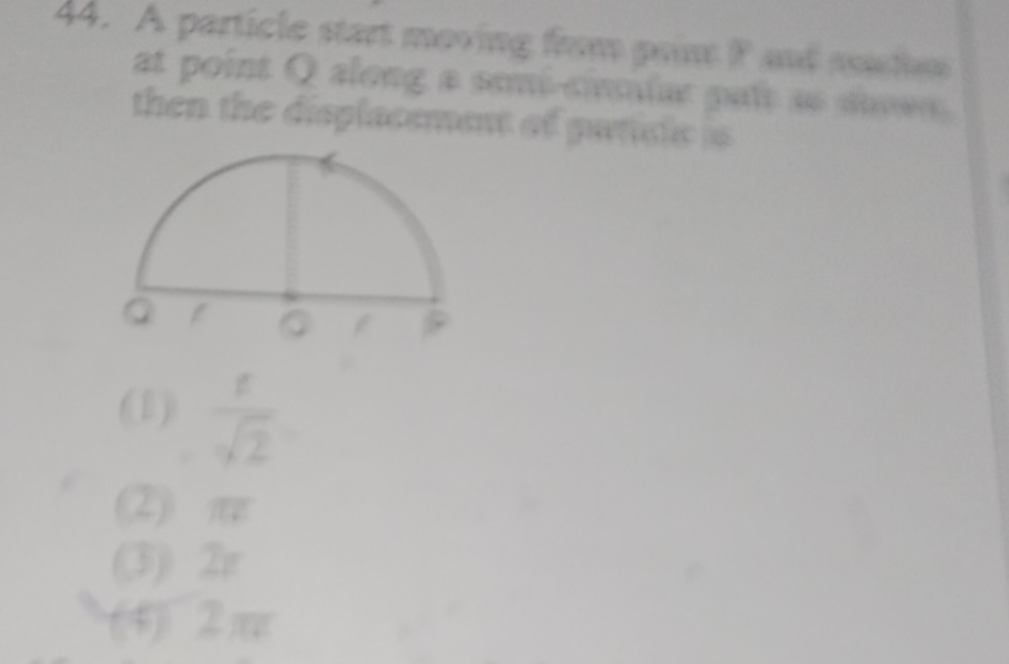 44. A particle start moving from prux I aud ncestine
(1) 2​π​
(2) π
(3