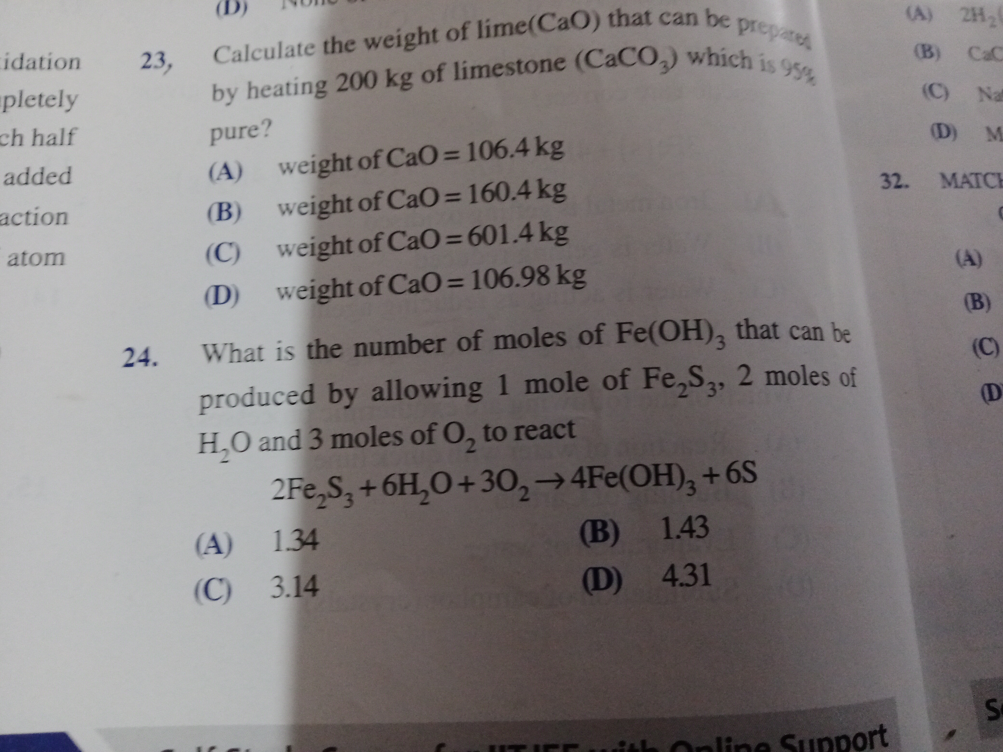 Calculate the weight of lime (CaO) that can be preperef by heating 200