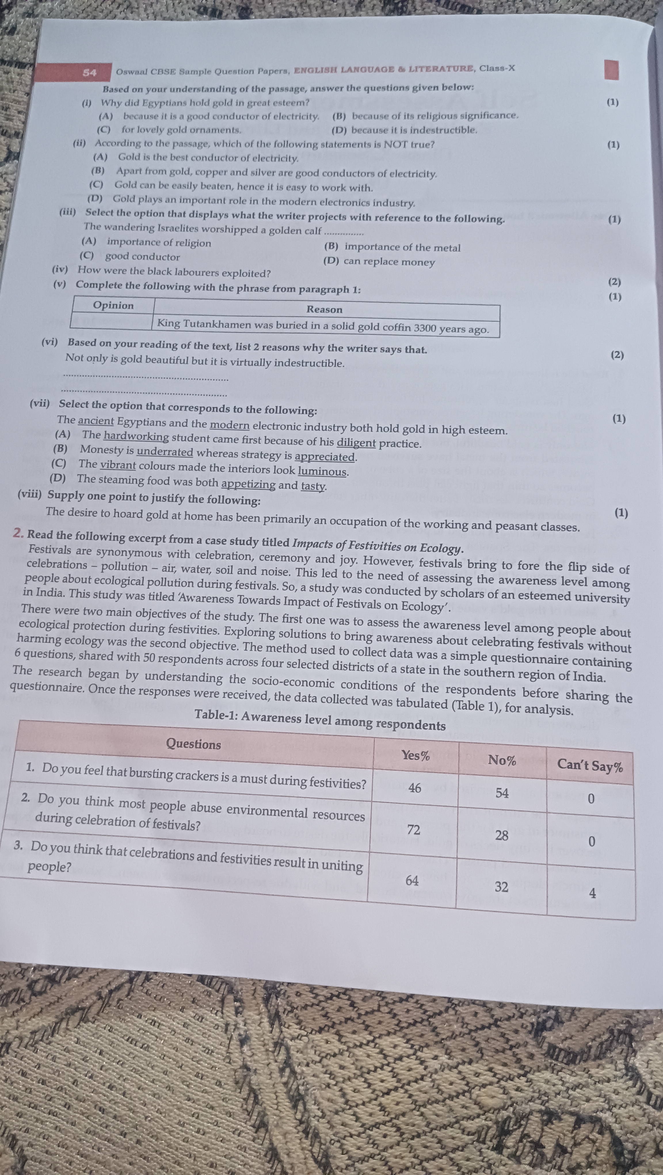 54 Oswal CBSE Sample Question Papers, ENGLISH LANGUAGE E LTTERATURE, C