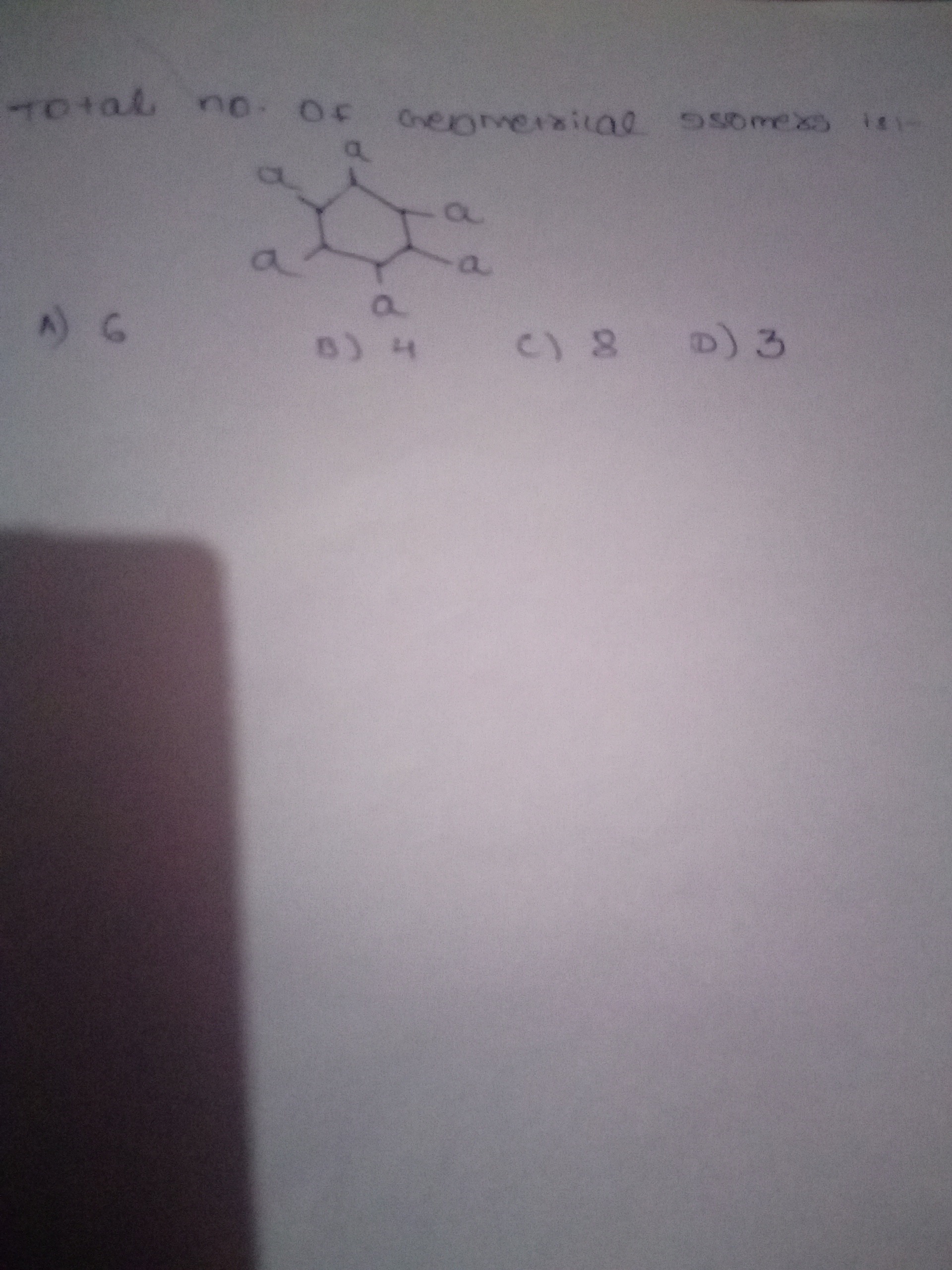 total no. Of cheomerrical isomers int OC1C(O)C(O)C(Cl)C(Cl)C1O