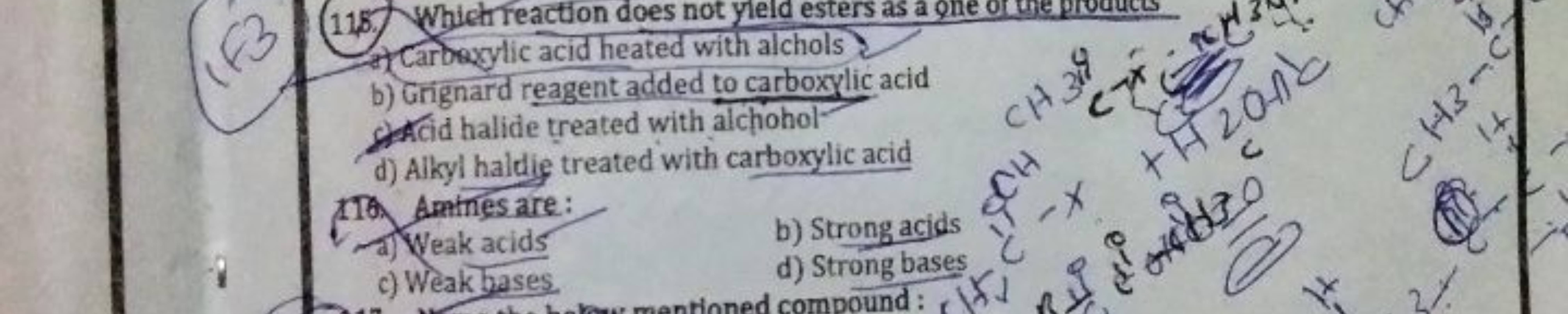 F3
115 Which reaction does not yield esters as a one
Carboxylic acid h