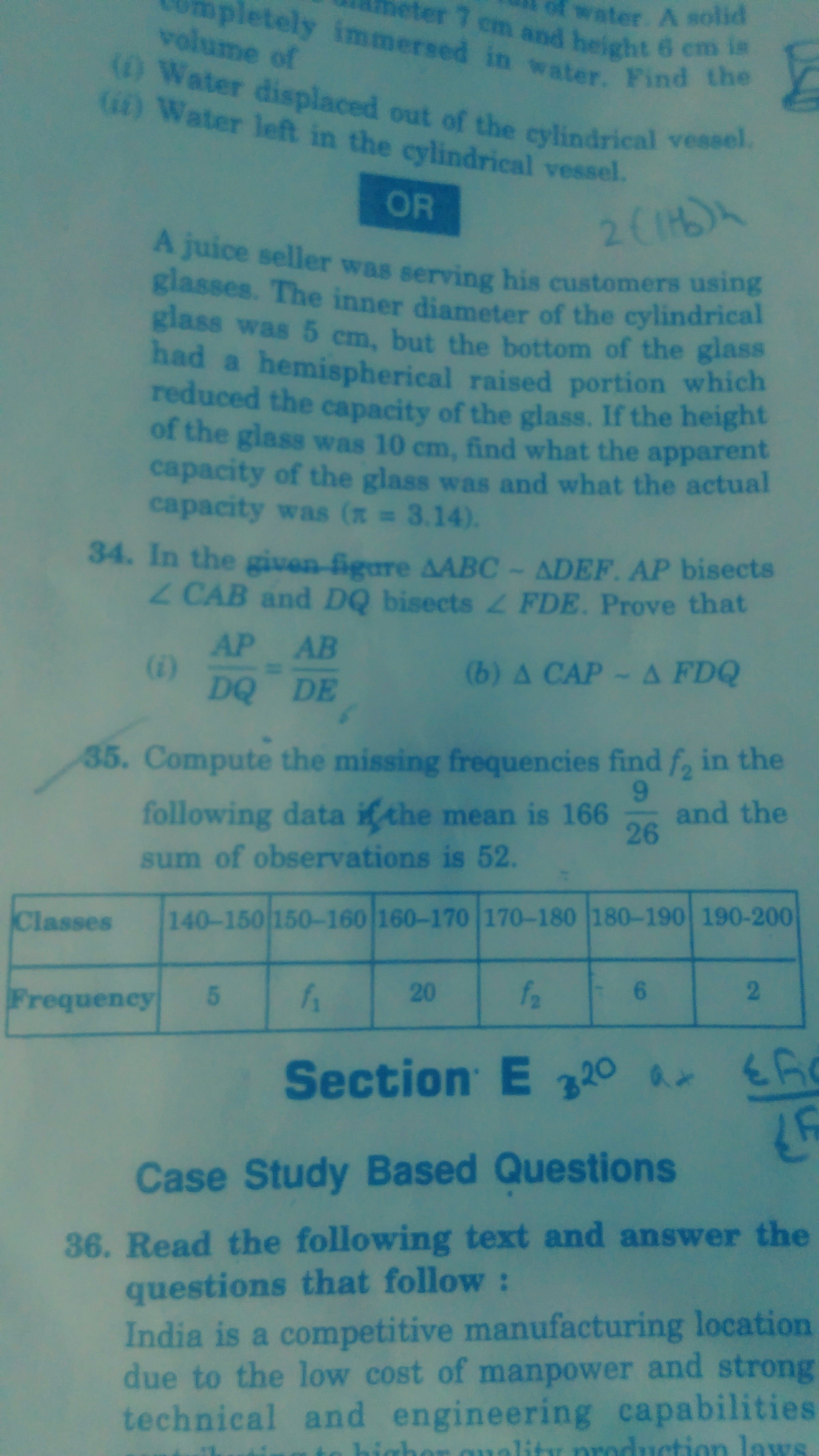 Water A solid
ompletel volume of
reed in water. Find the
(ii) Water is