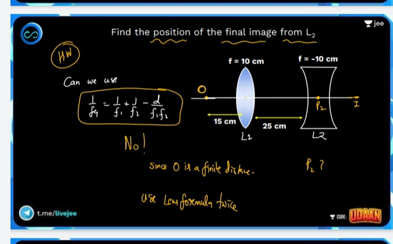 (3)
Find the position of the final image from L2​
jeer
(nW
Can we use
