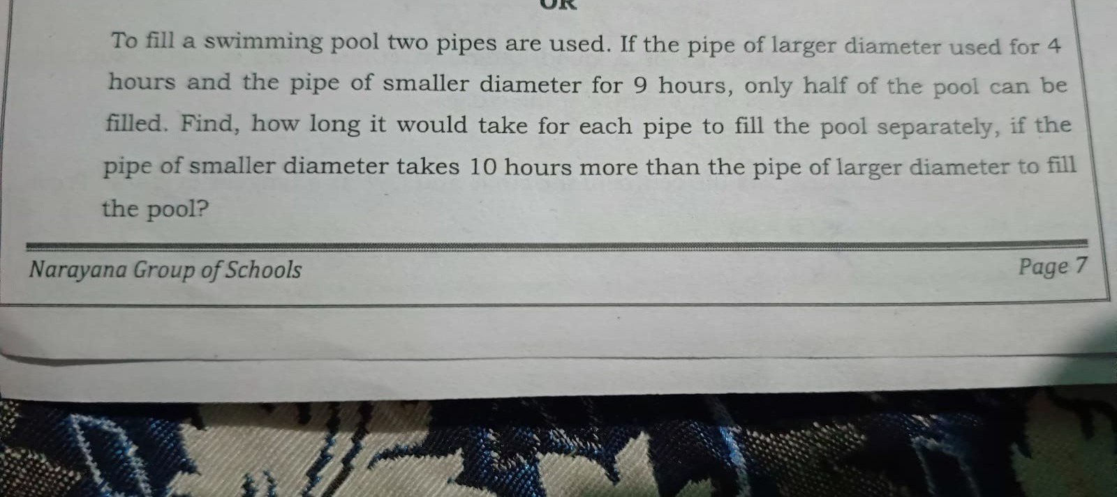 To fill a swimming pool two pipes are used. If the pipe of larger diam