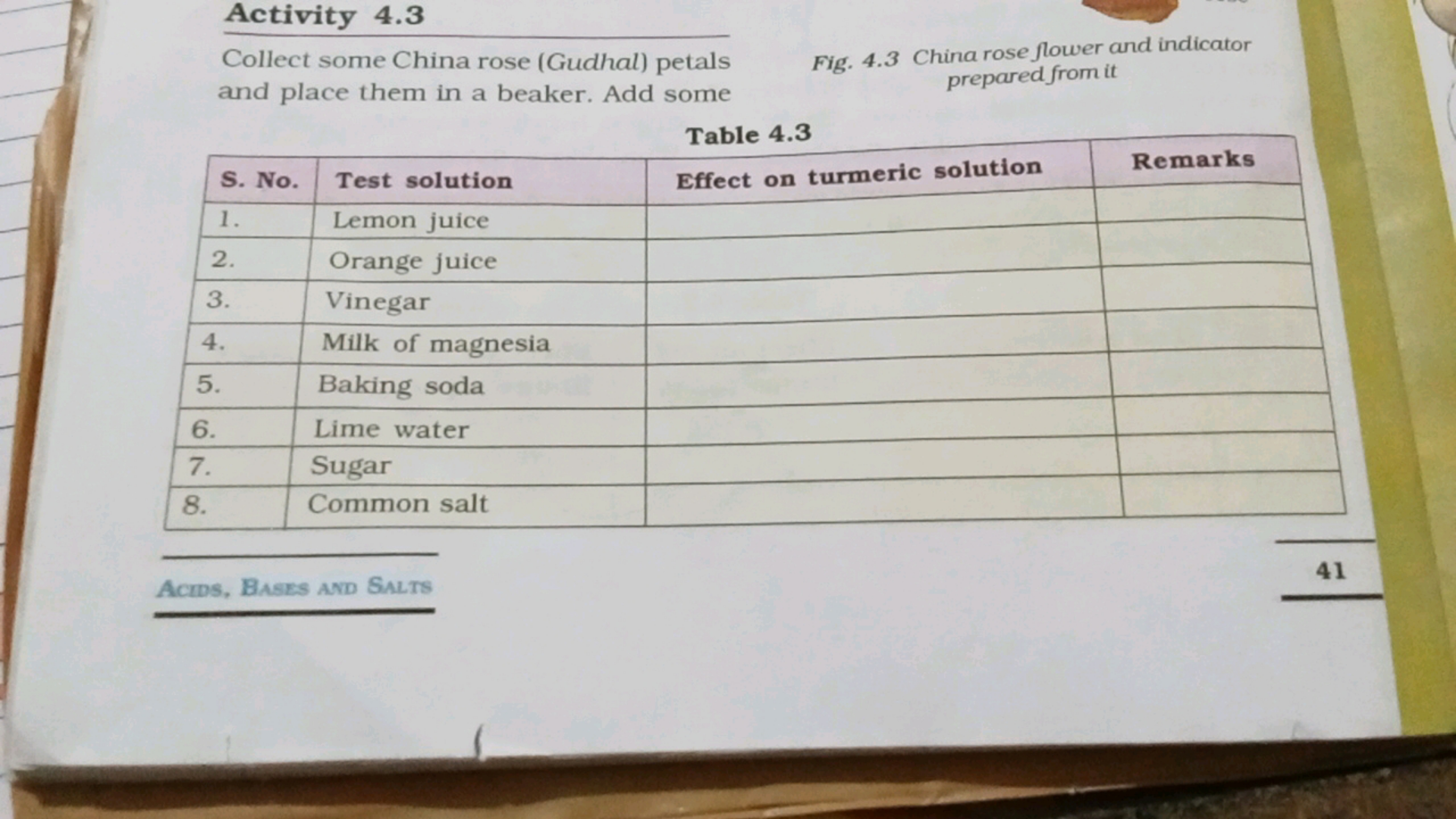 Activity 4.3
Collect some China rose (Gudhal) petals

Fig. 4.3 China r