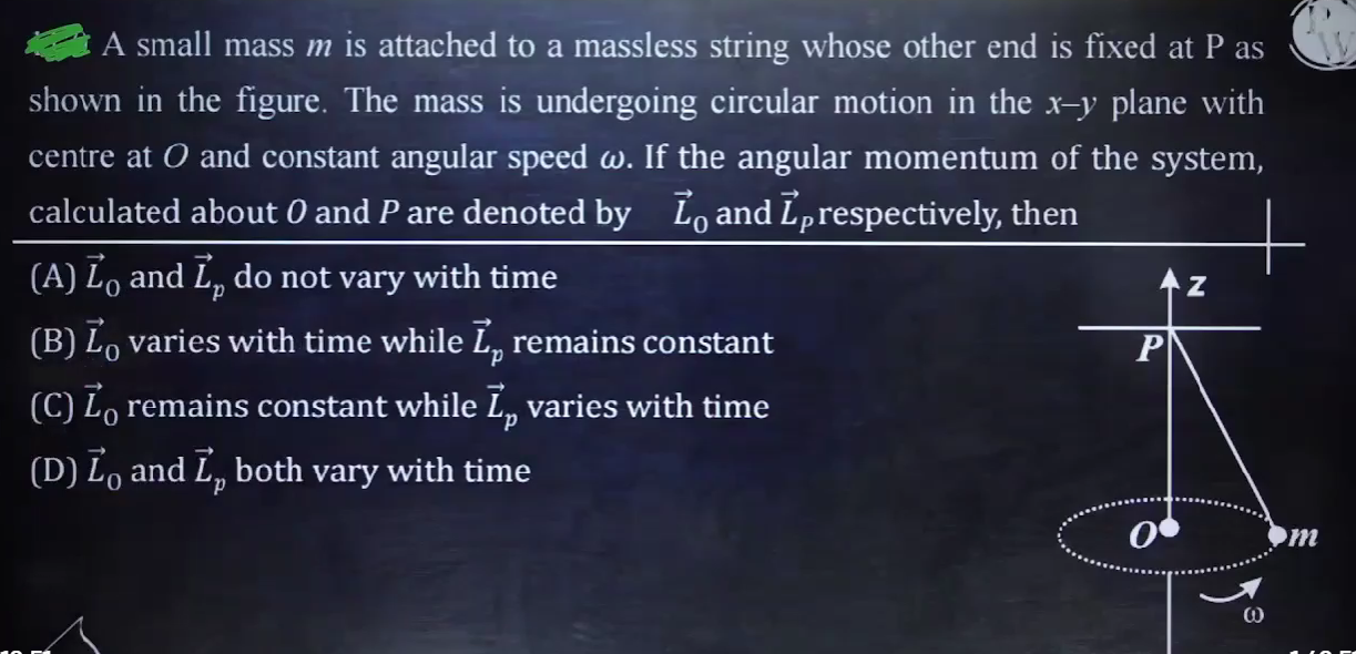 A small mass m is attached to a massless string whose other end is fix