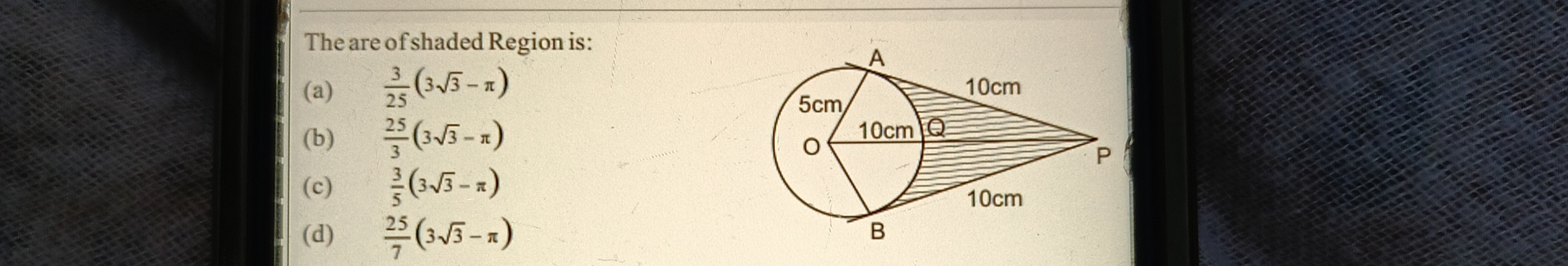 The are of shaded Region is: