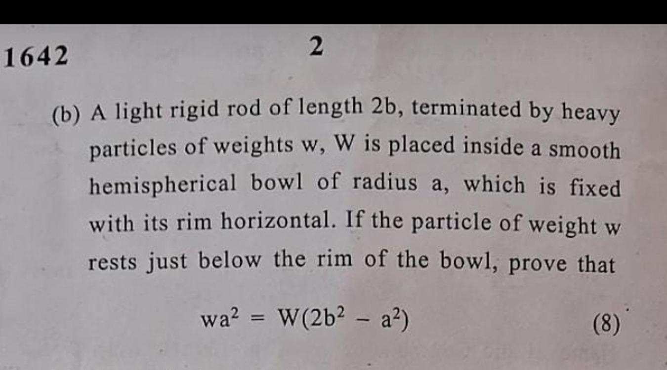 1642
2
(b) A light rigid rod of length 2b, terminated by heavy particl